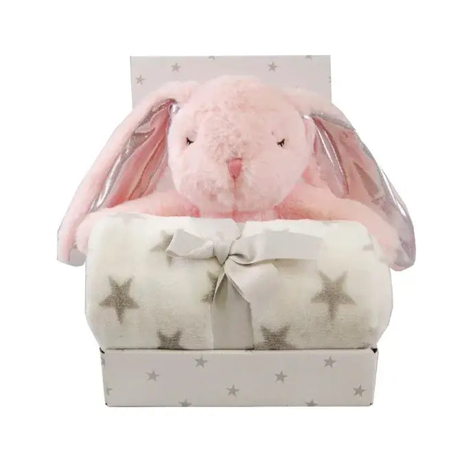 Carlobaby Vaaleanpunainen Pupu Pehmolelu sekä Torkkupeitto