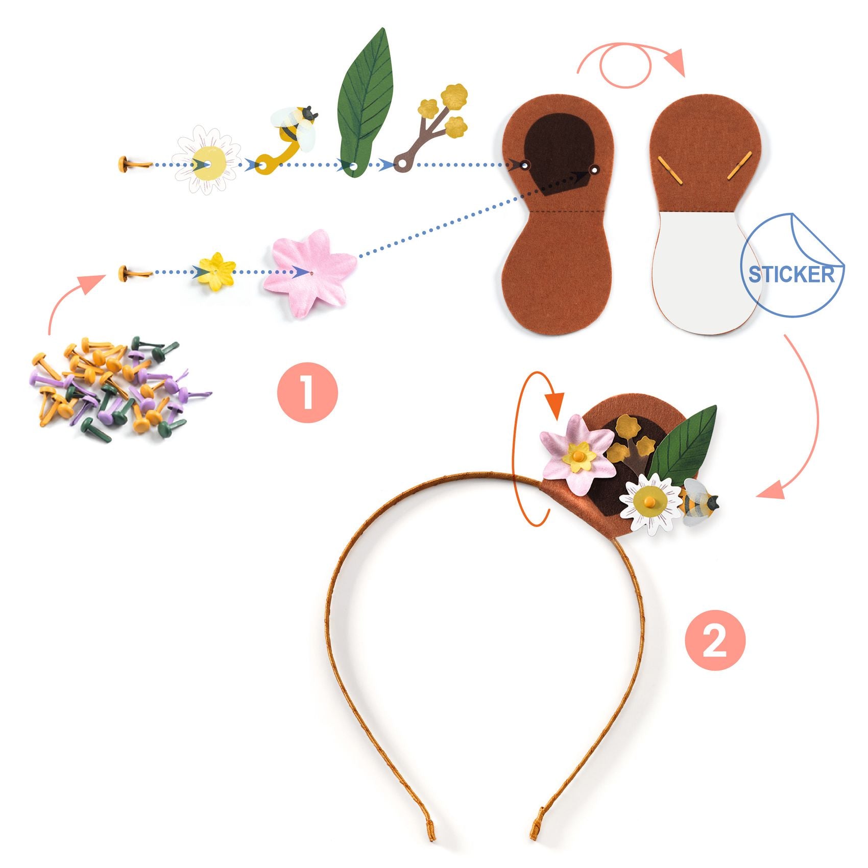 Djeco Tee-Se-Itse Hiuspanta Flower Friends