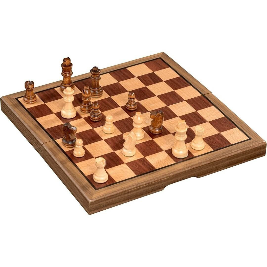 Philos Puinen Shakki 21cm Taitettavassa Laatikossa