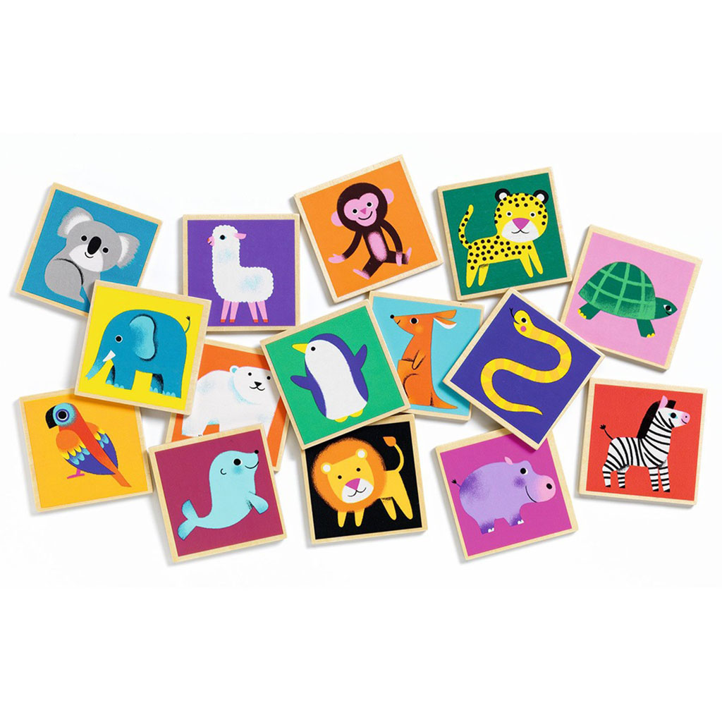 Djeco Puinen Memo Eläin Muistipeli 32 palaa