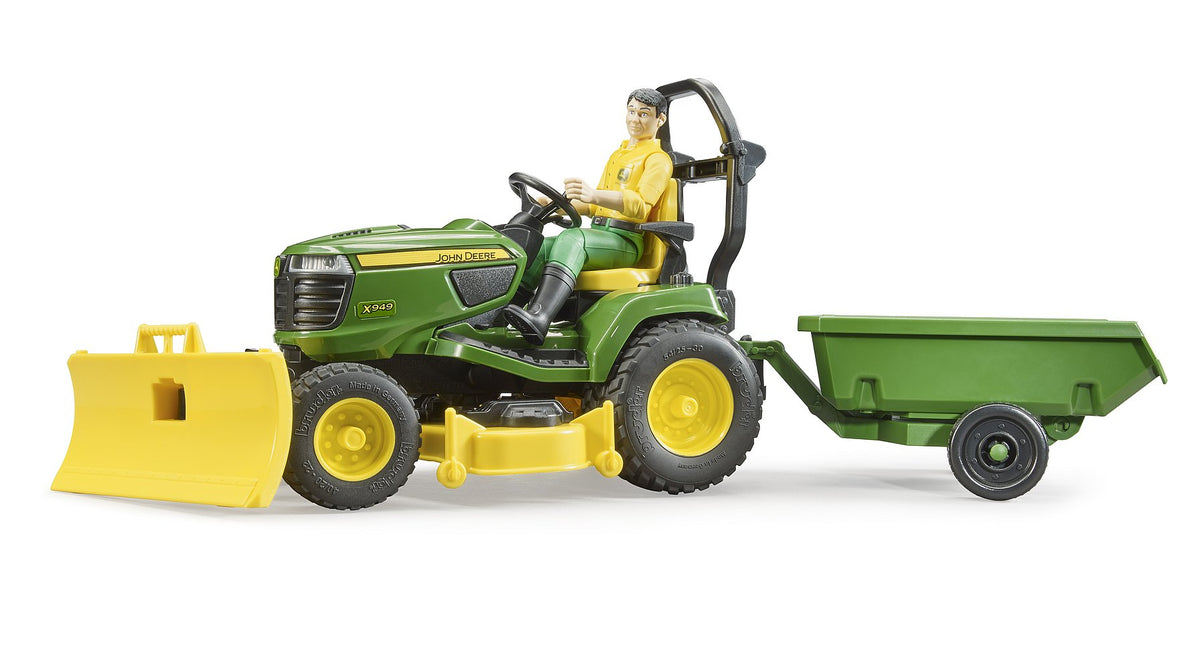 Bruder 62104 John Deere -Ajoleikkuri Peräkärryllä ja Hahmolla 1:16