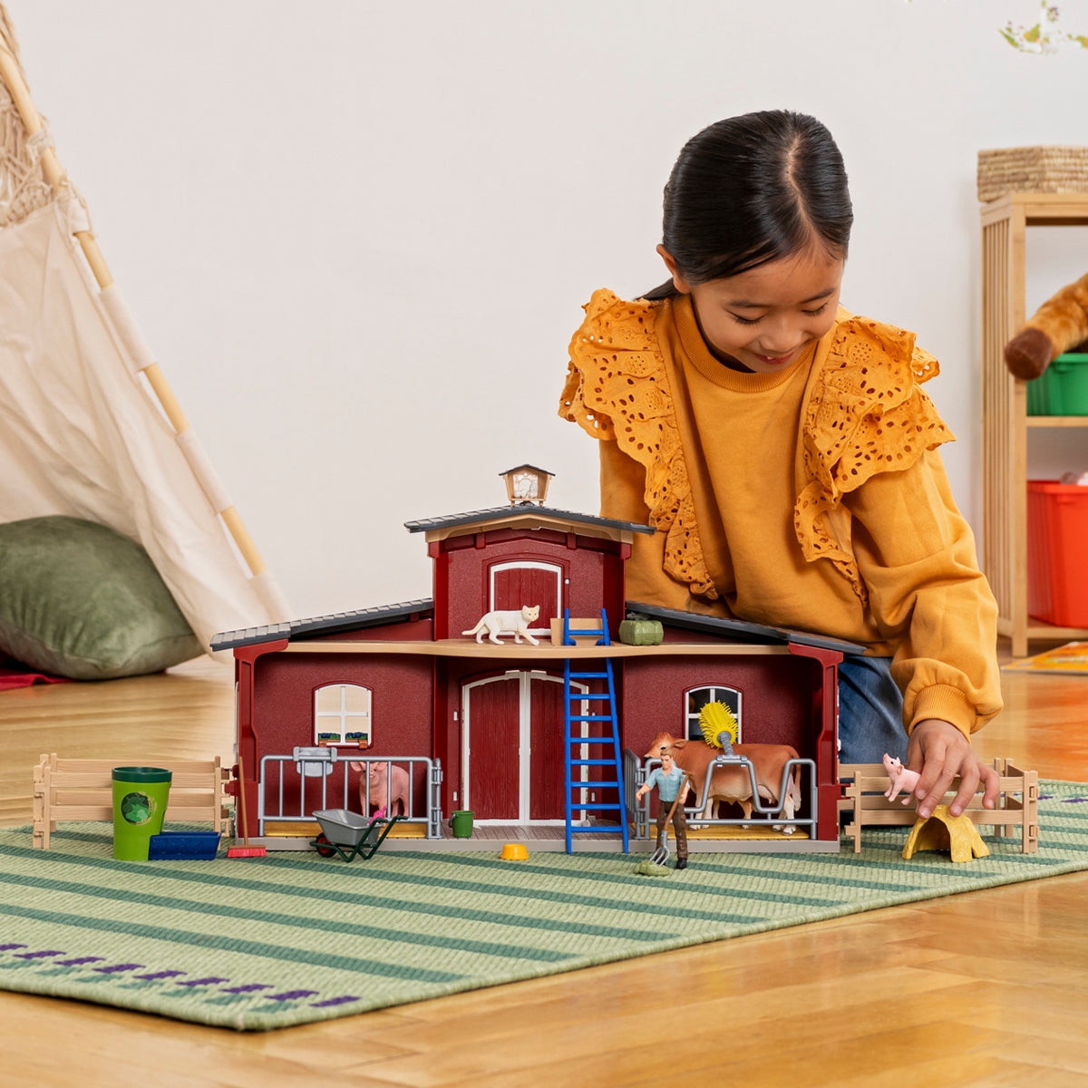 Schleich Farm World 42606 Punainen Maatila sekä Maatilan Eläimet