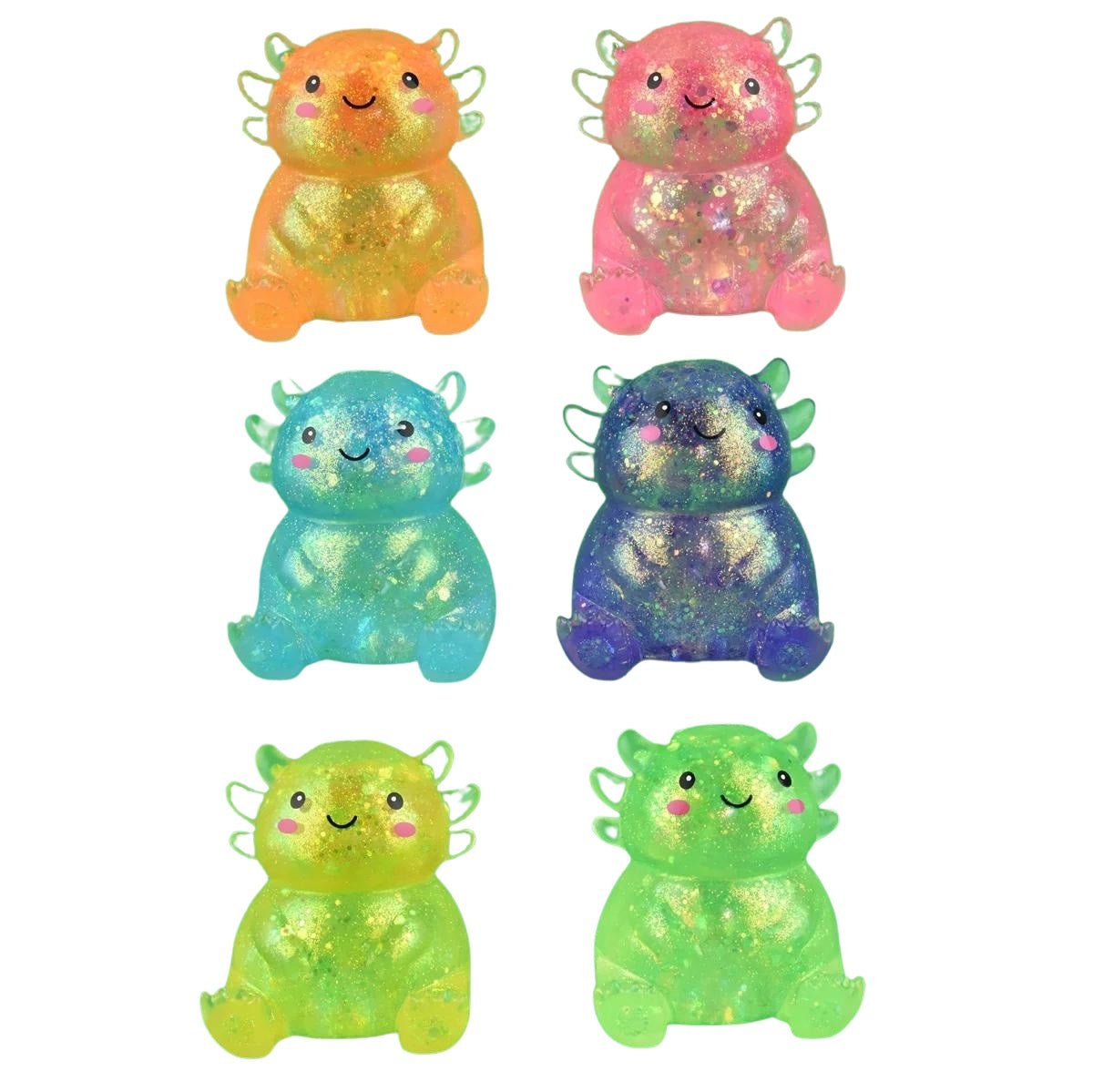 Squishy Soft Glitter Mini Animal Puristeltava Aksolotli 7 cm