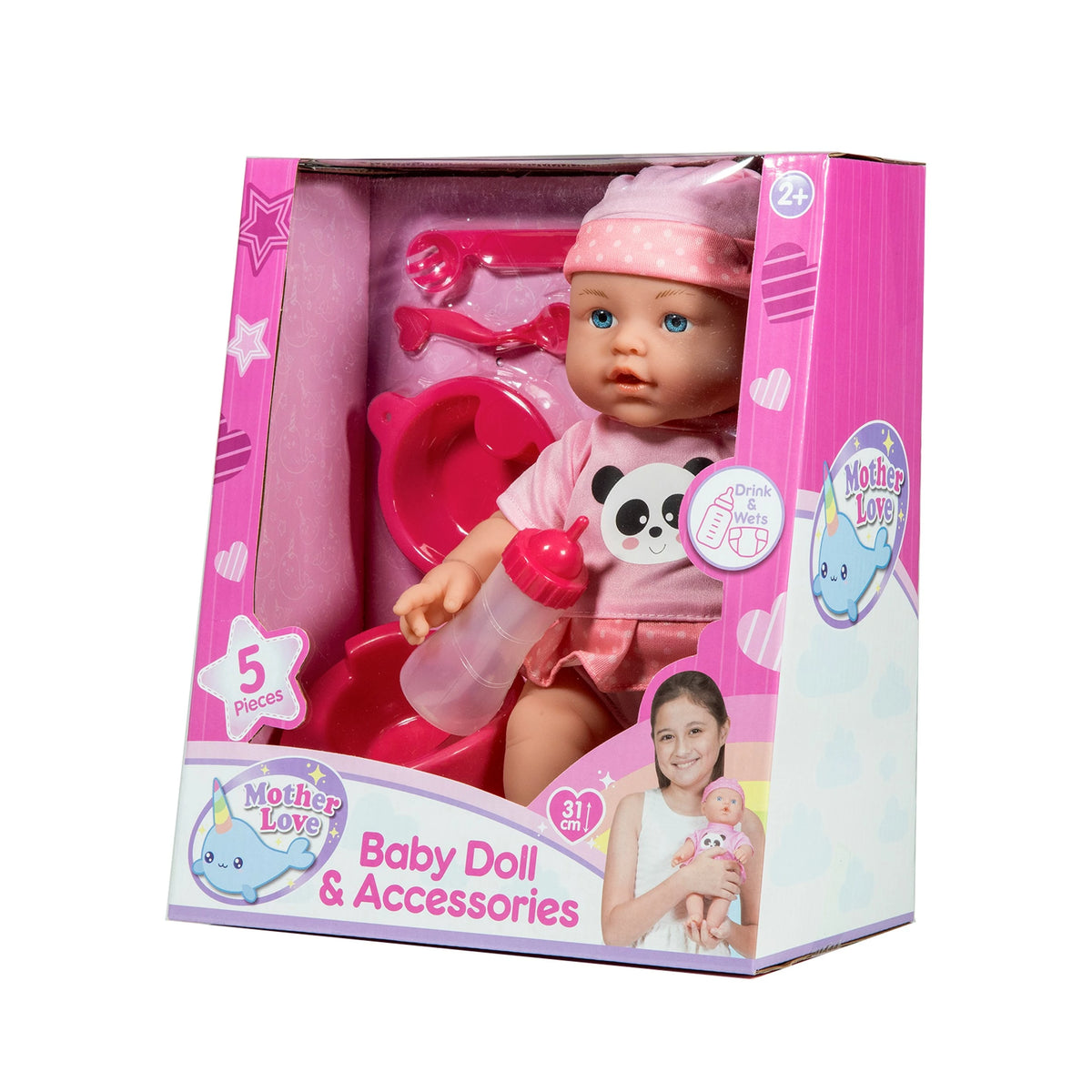Mother Love Kylvetettävä Vauvanukke 31cm ja Tarvikkeet Lajitelma