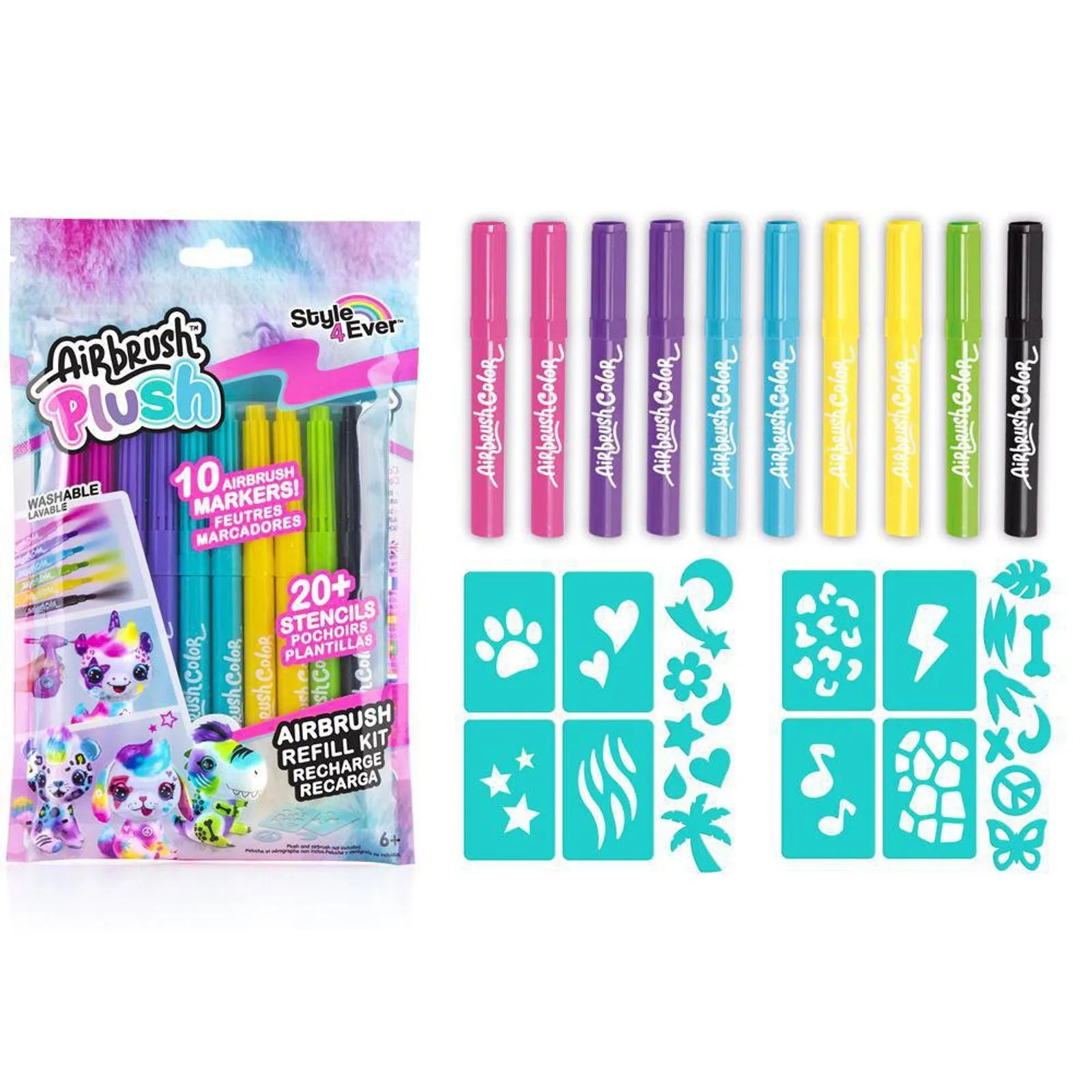 Airbrush Plush Refill Kit, Täyttöpakkaus 10 Kynää