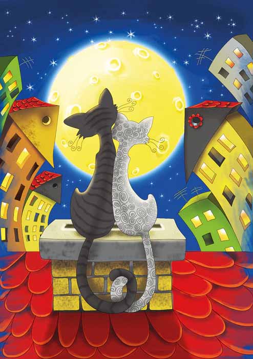 Magnolia Puzzles 1000 Palan Palapeli Cats on the Roof