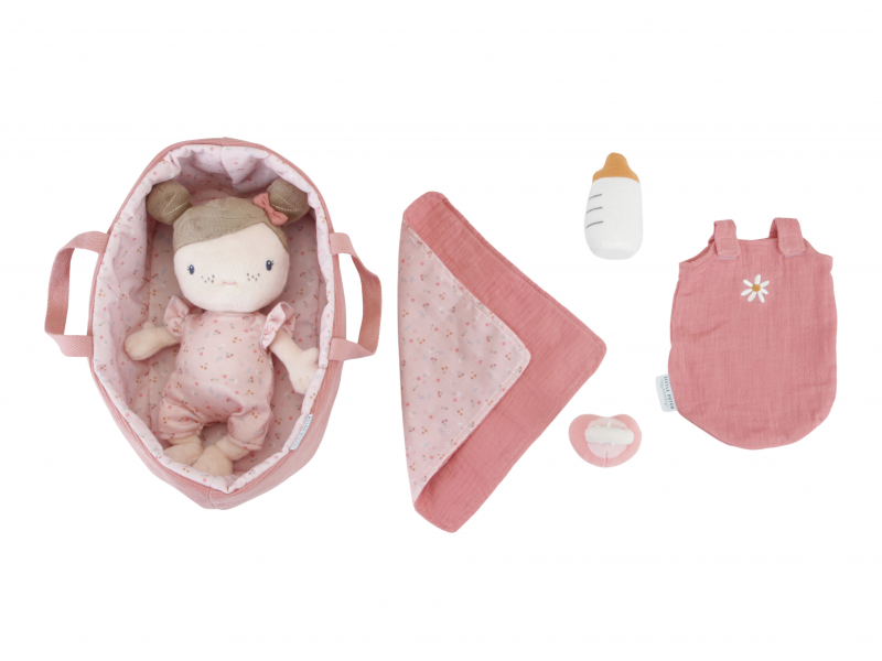 Little Dutch Pehmeä Tyttönukke "Mollamaija" Kantokassissa Rosa