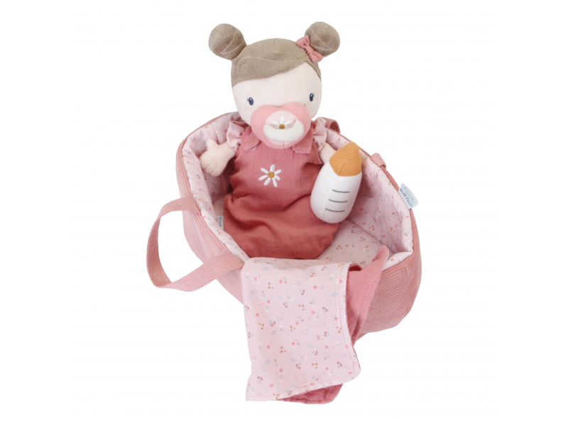 Little Dutch Pehmeä Tyttönukke "Mollamaija" Kantokassissa Rosa