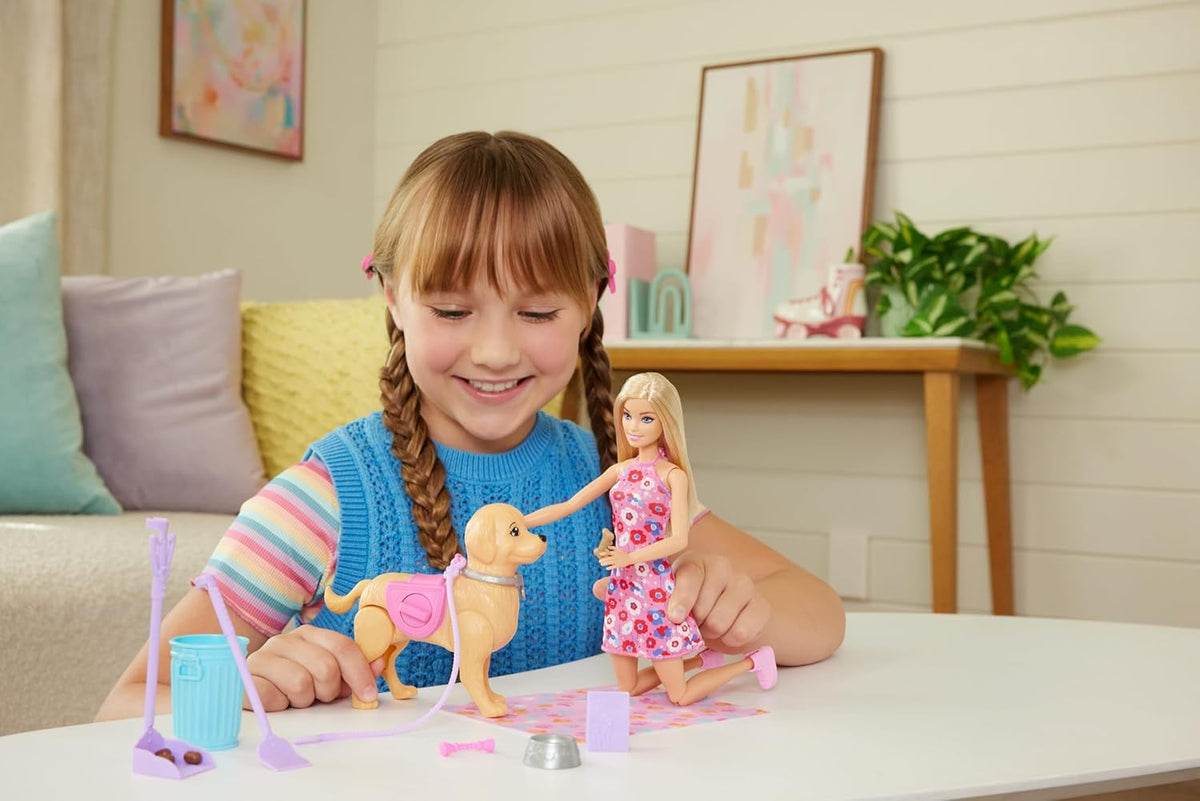 Barbie "Malibu" Walk & Potty Pup Barbie Nukke ja Koira Leikkisetti