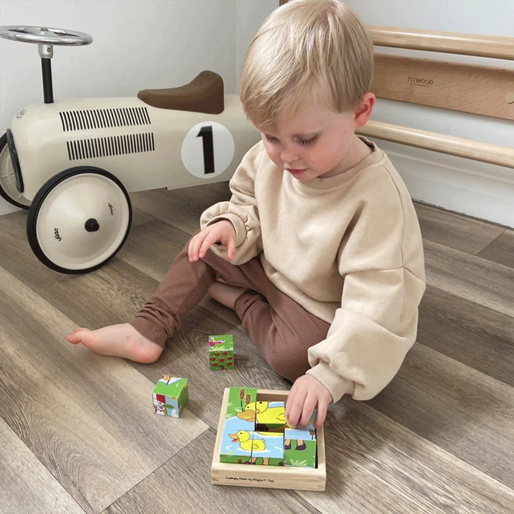 BigJigs Puinen Kuutiopalapeli Eläimet