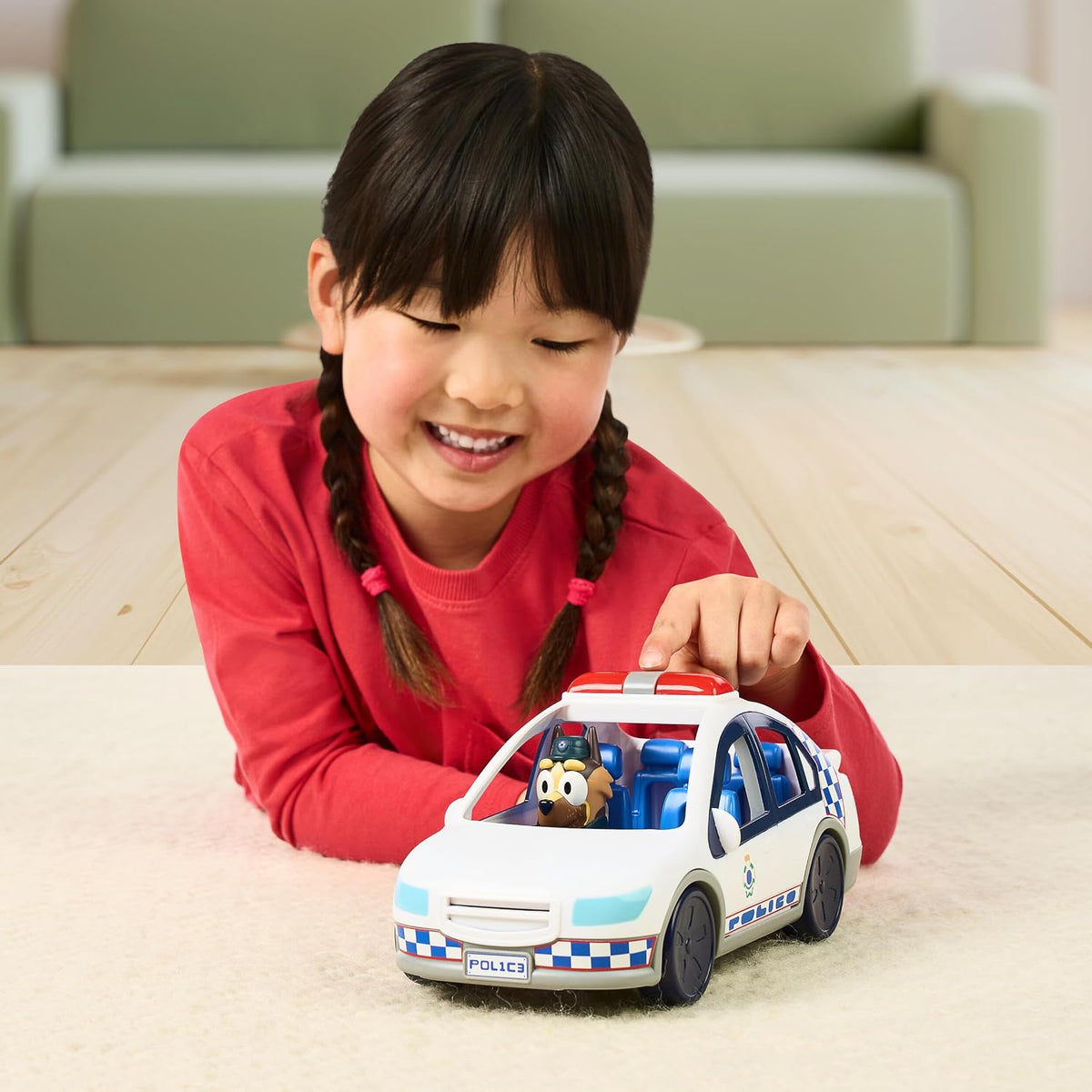 Bluey Poliisiauto Äänellä ja Valolla ja Hahmo