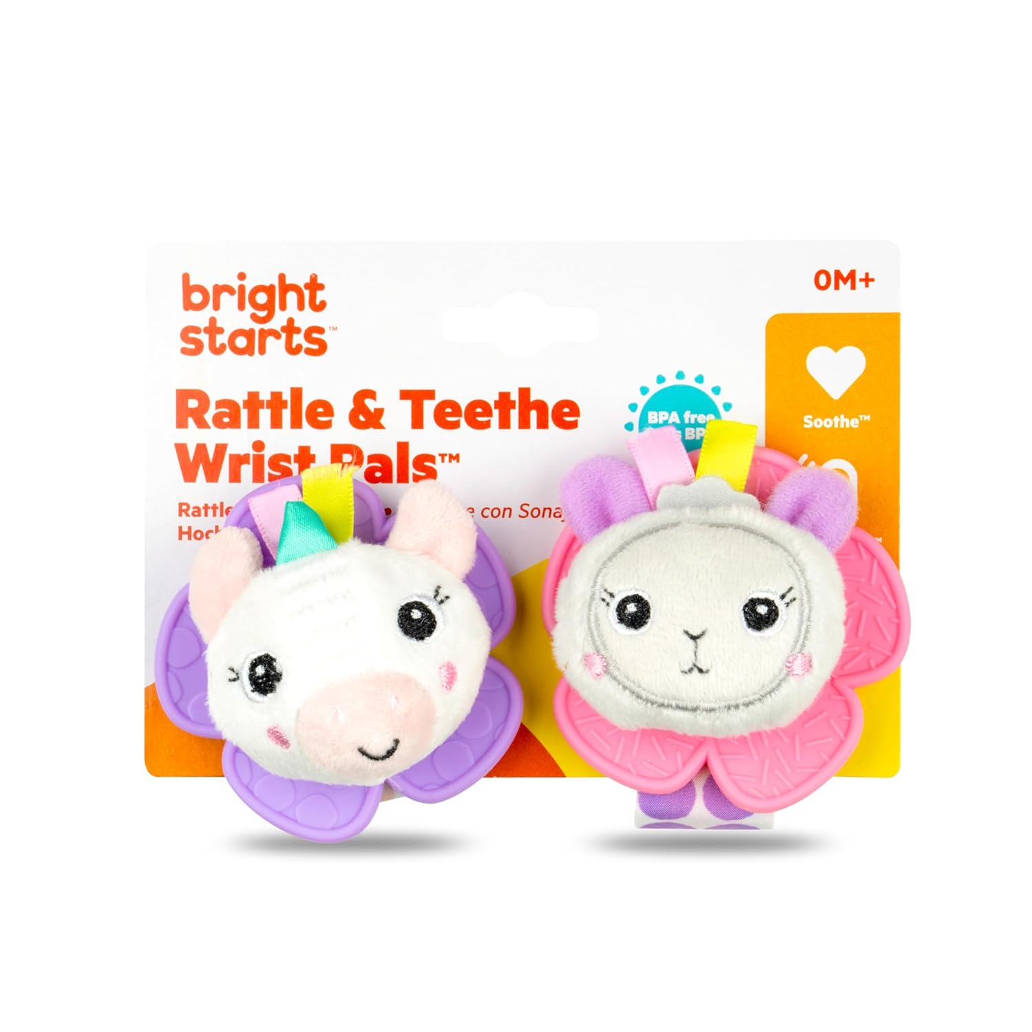 Bright Starts Rattle & Teethe Wrist Pals Rannehelistimet Yksisarvinen ja Laama