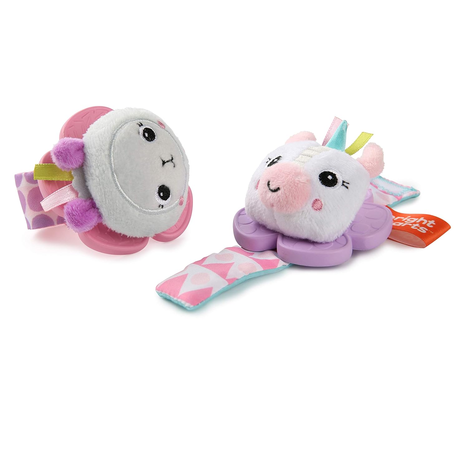 Bright Starts Rattle & Teethe Wrist Pals Rannehelistimet Yksisarvinen ja Laama