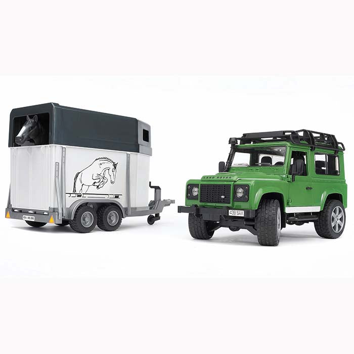 Bruder Land Rover Defender + hevostraileri