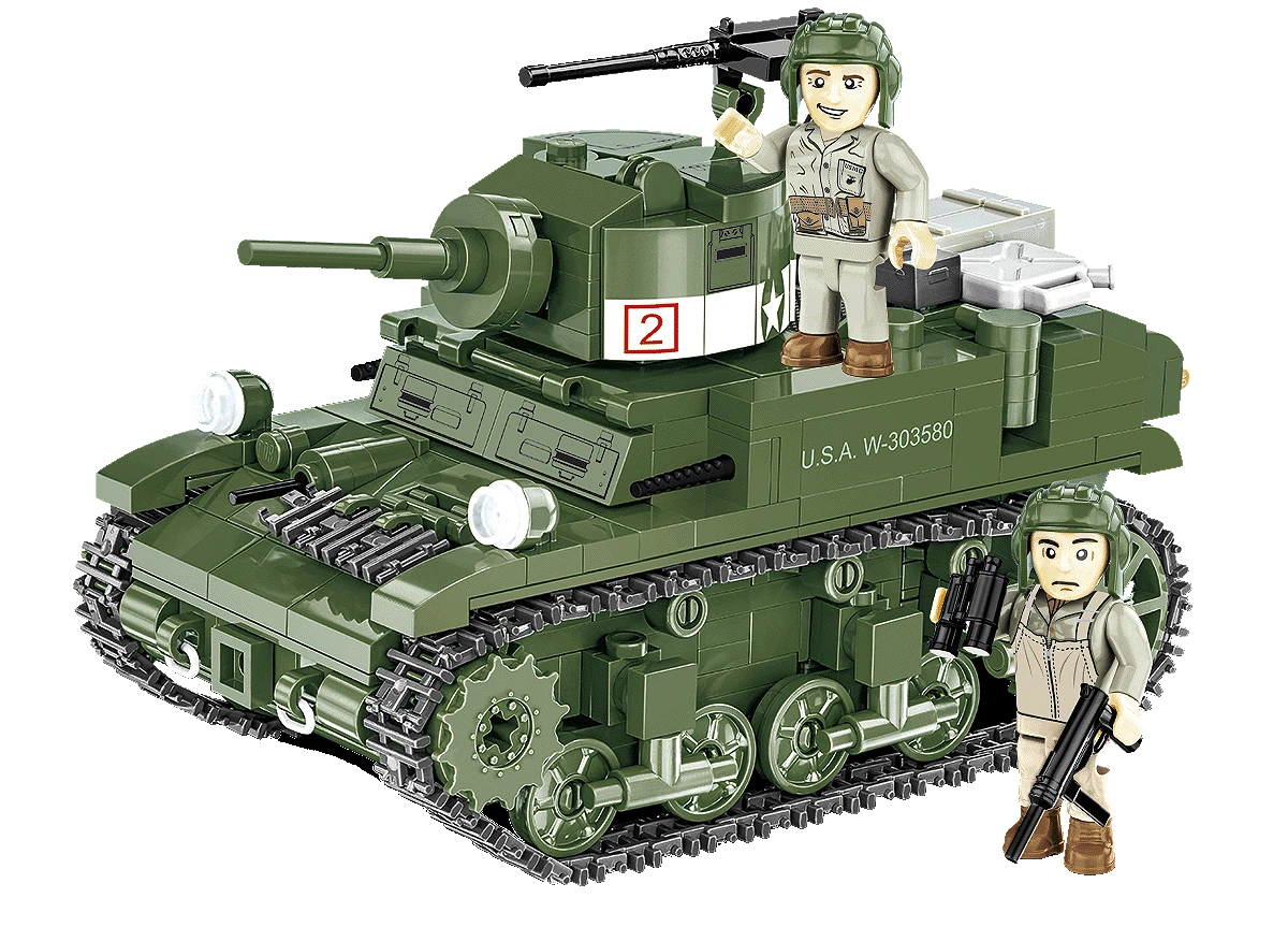Cobi HC WWII M 3 Stuart 511 Osaa ja 2 Figuuria Koottava Panssarivaunu