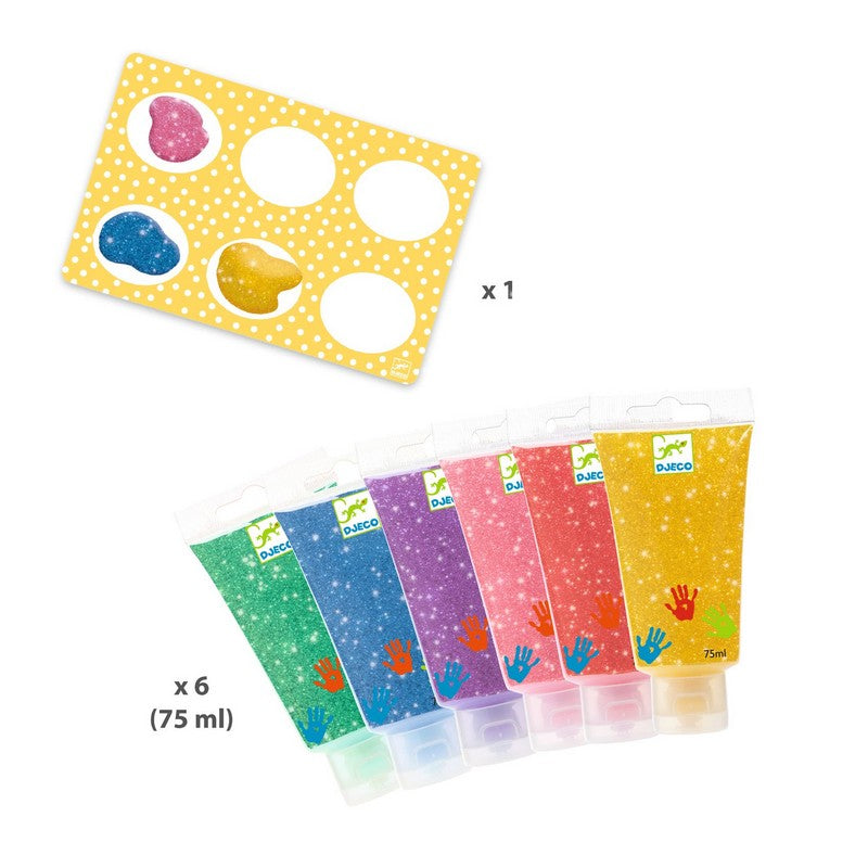 Djeco Finger Paint Sormivärit 6 kpl Glitter