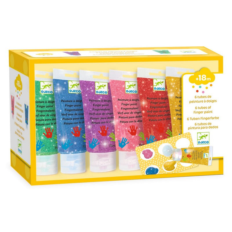 Djeco Finger Paint Sormivärit 6 kpl Glitter