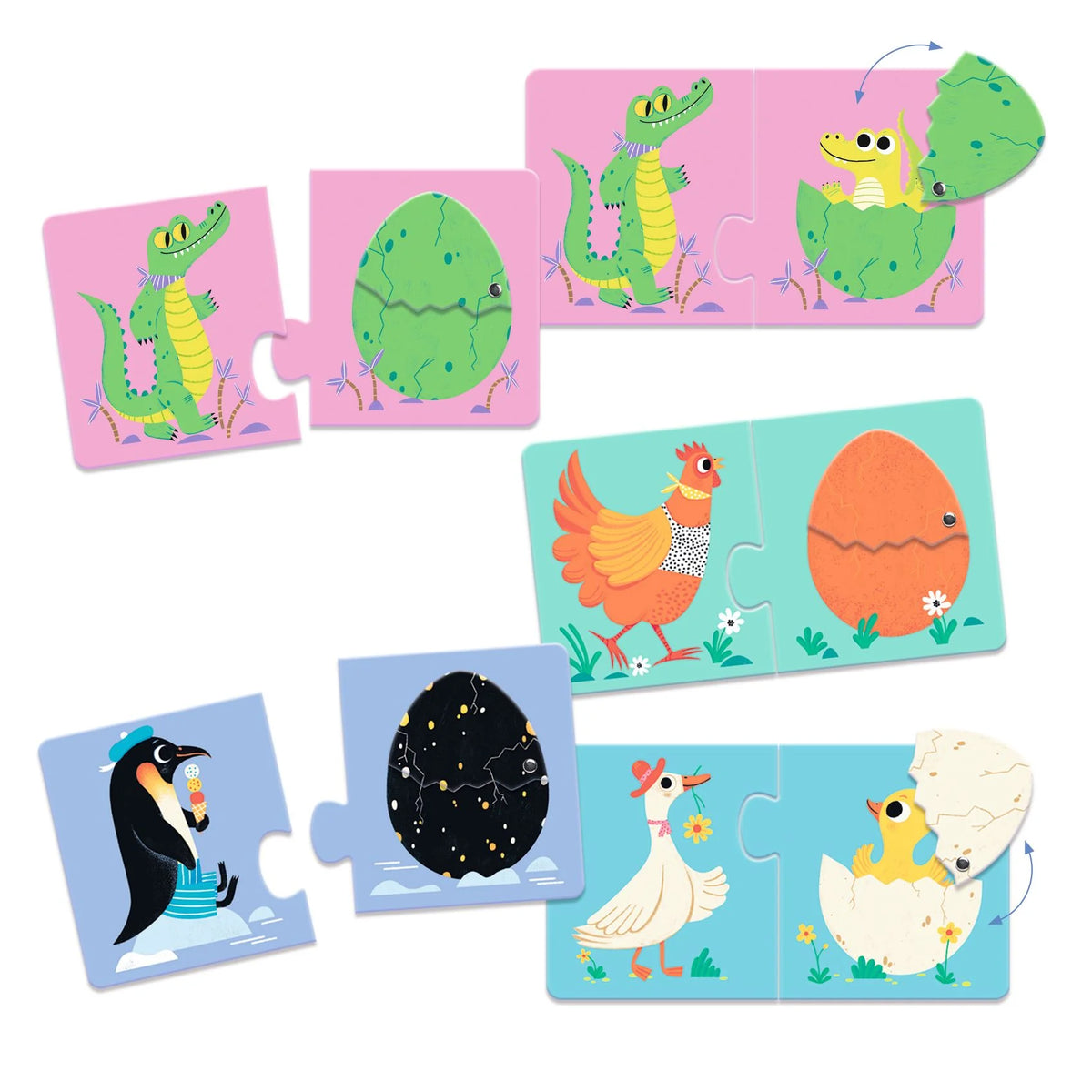 Djeco 2-palan Palapelit Hauskat Eläinten Munat