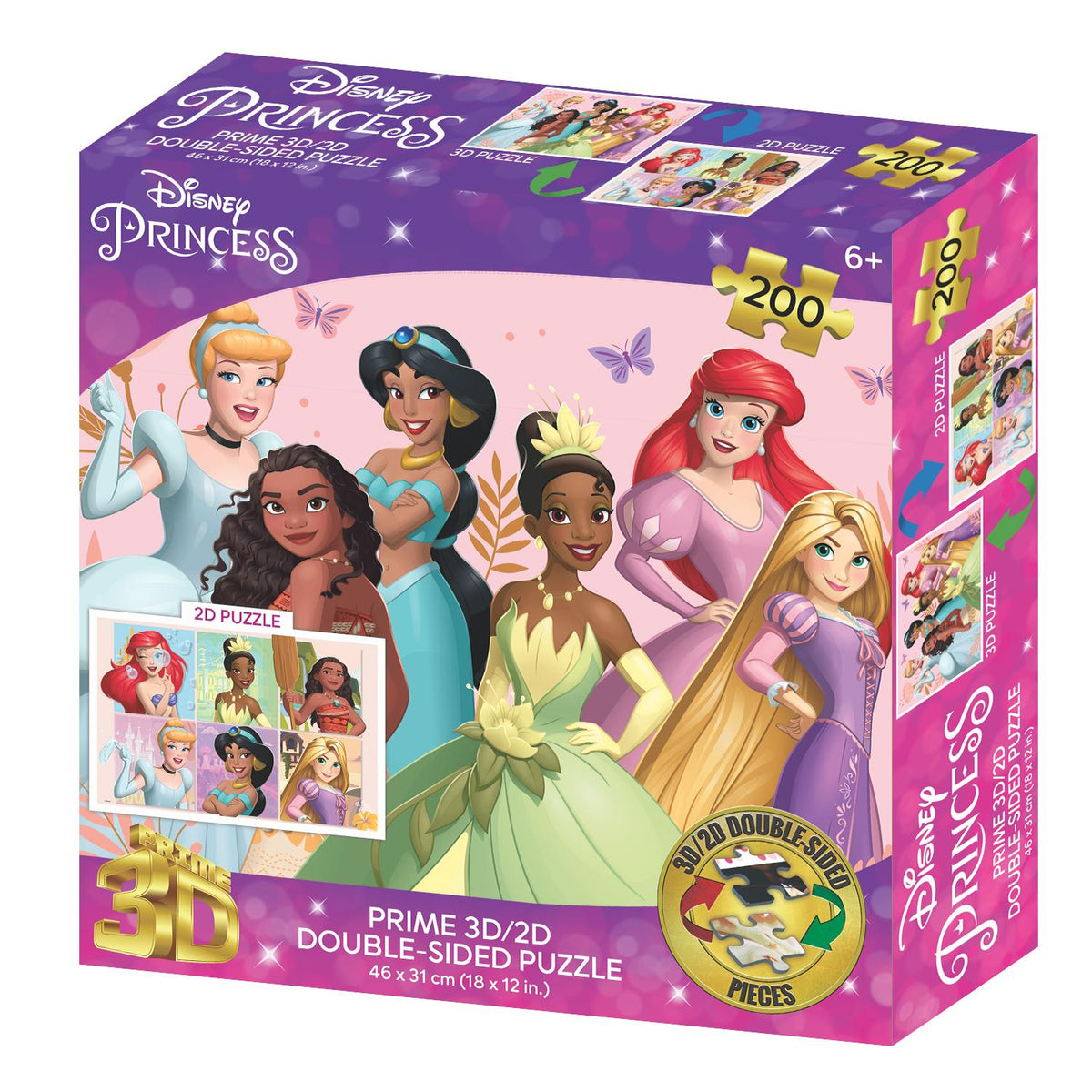 Disney Prinsessa 2D/3D 200 Palan Kaksipuolinen Palapeli