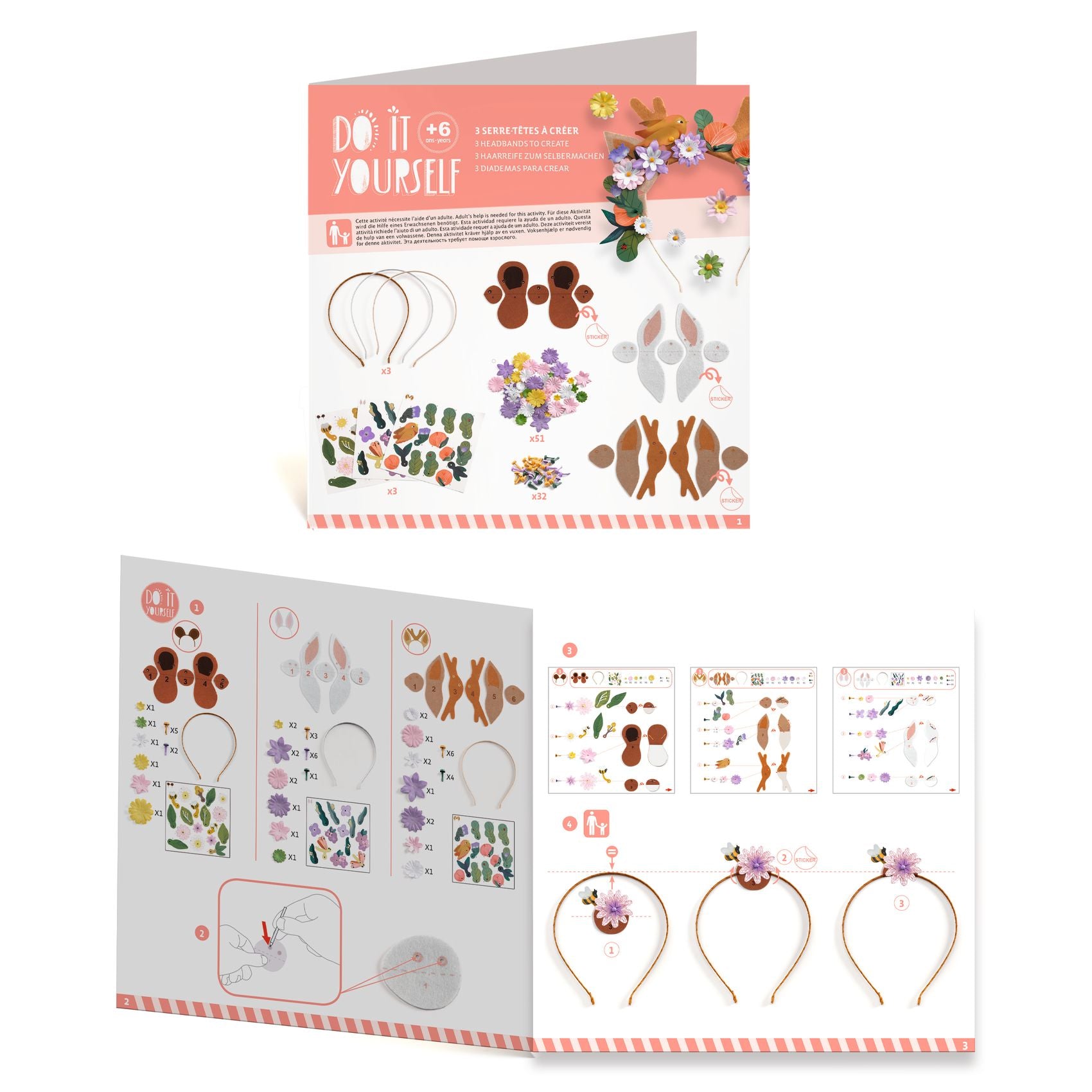 Djeco Tee-Se-Itse Hiuspanta Flower Friends