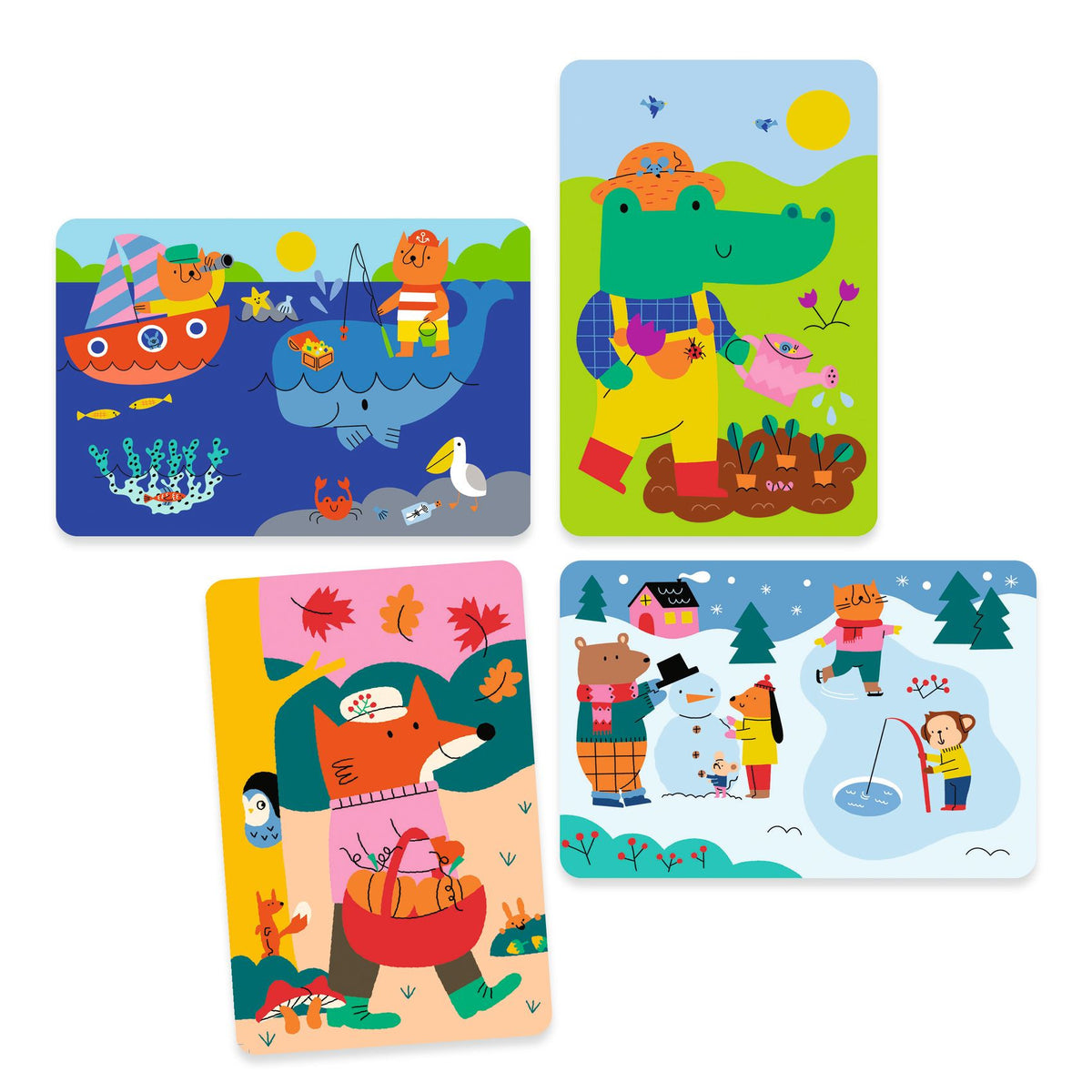 Djeco Vedellä Värjättävät Kuvat 4 Vuodenaikaa