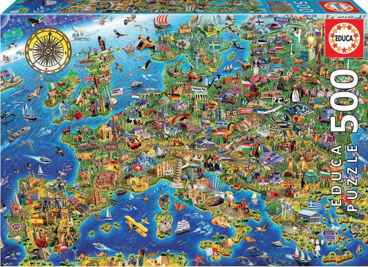 Educa Crazy European Map 500 Palan Palapeli