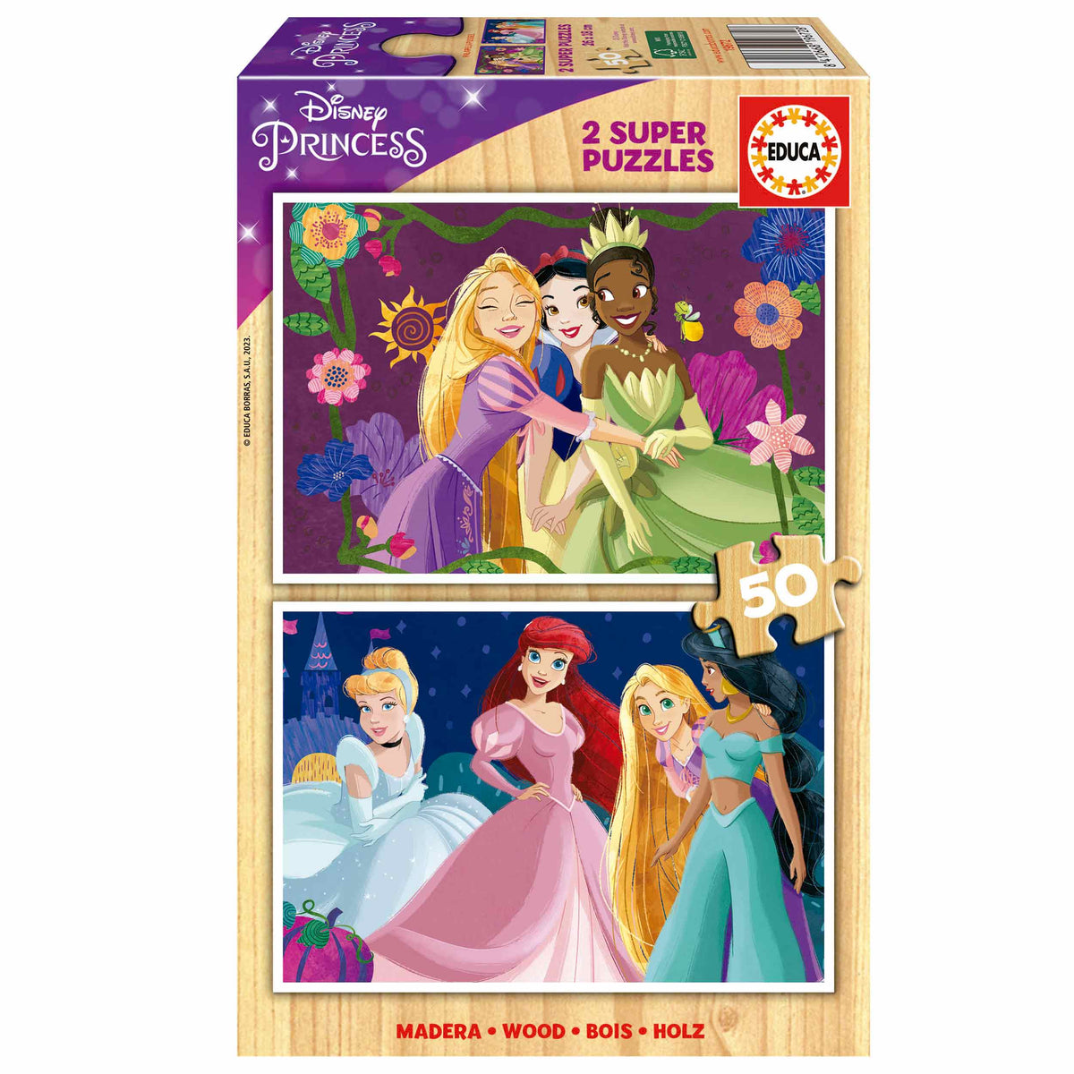 Educa Puinen Palapeli 2x50 Palaa Disney Princess