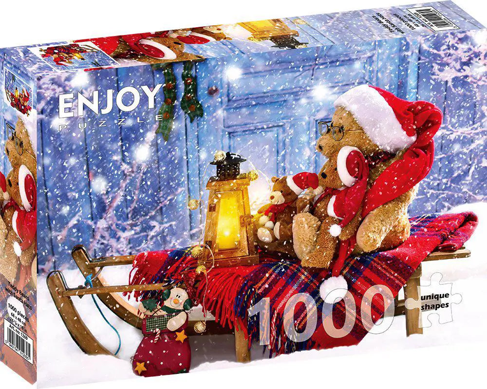 Enjoy Puzzle 1000 Palan Palapeli Teddy Bears with Santa Hats