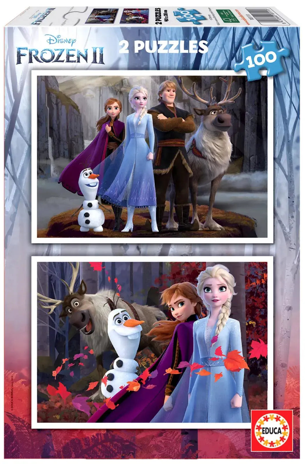 Frozen 2, 2 Palapeliä 100 Palaa