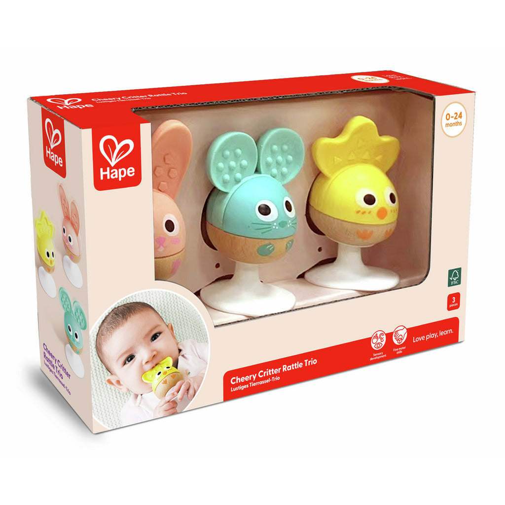 Hape Tarraavat Eläinhelistimet Imukupilla 3 kpl Pastelli