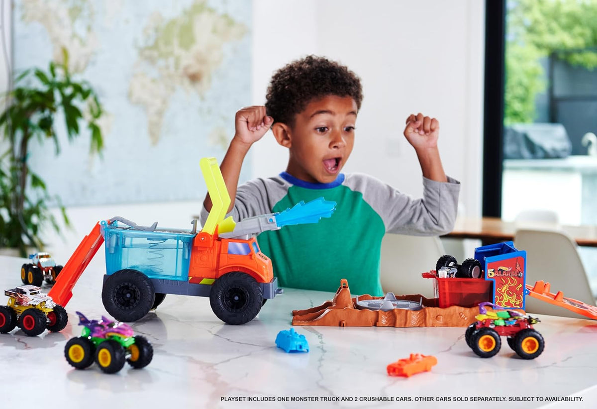 Hot Wheels Monster Trucks Color Shifters Fire Crash Leikkisetti