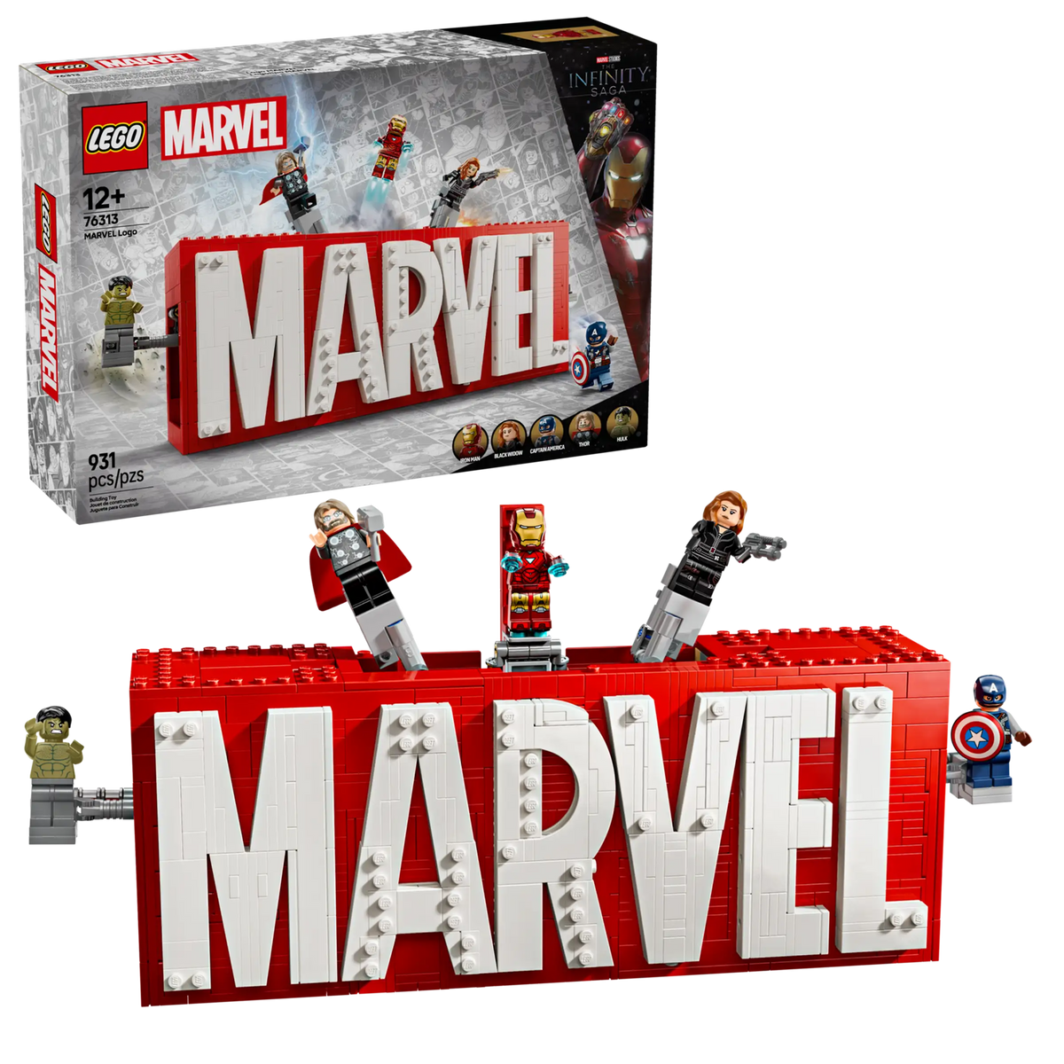 LEGO 76313 MARVEL-logo ja Minihahmot