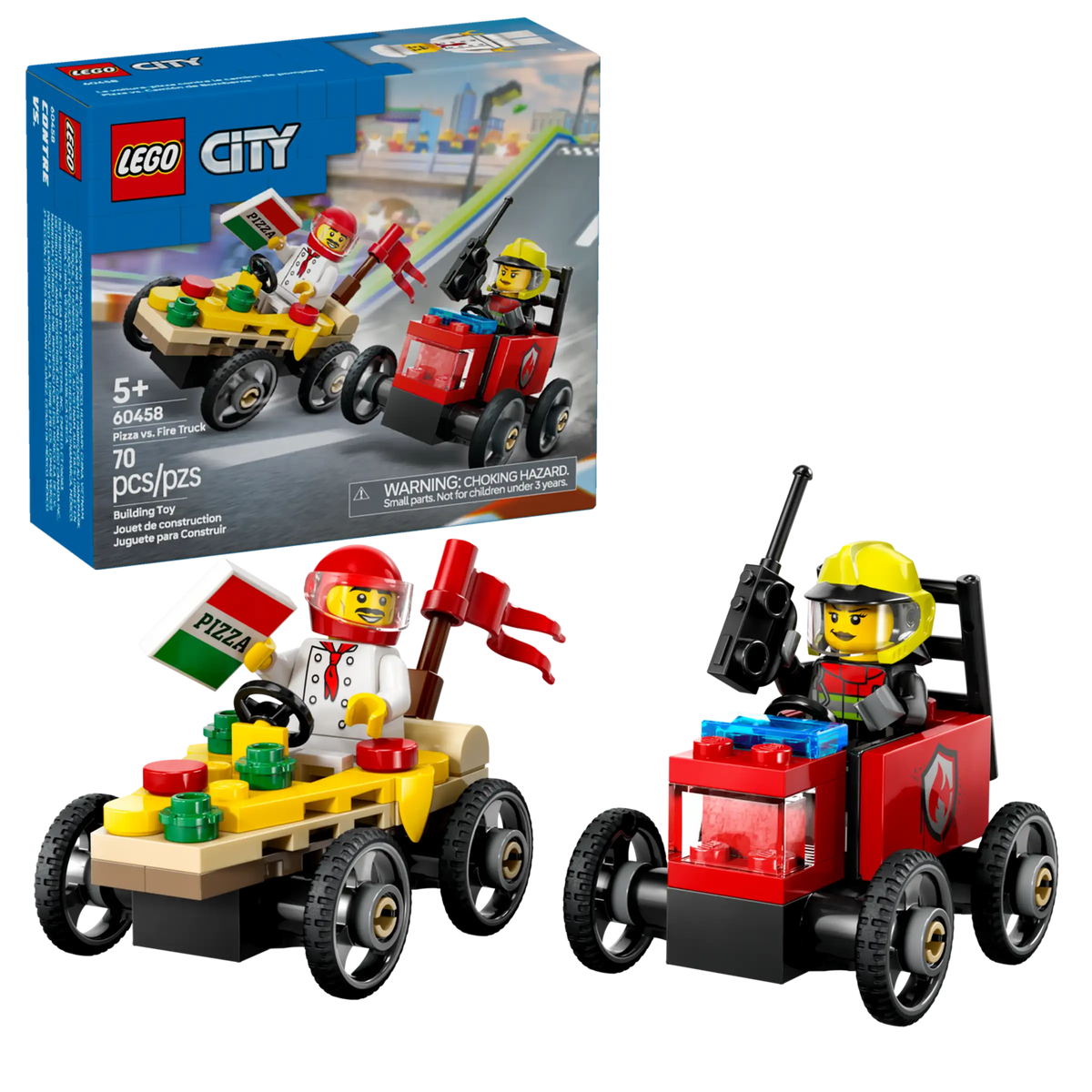 LEGO City 60458 Pizza-auto Vastaan Paloauto Kilpa-auto Pakkaus