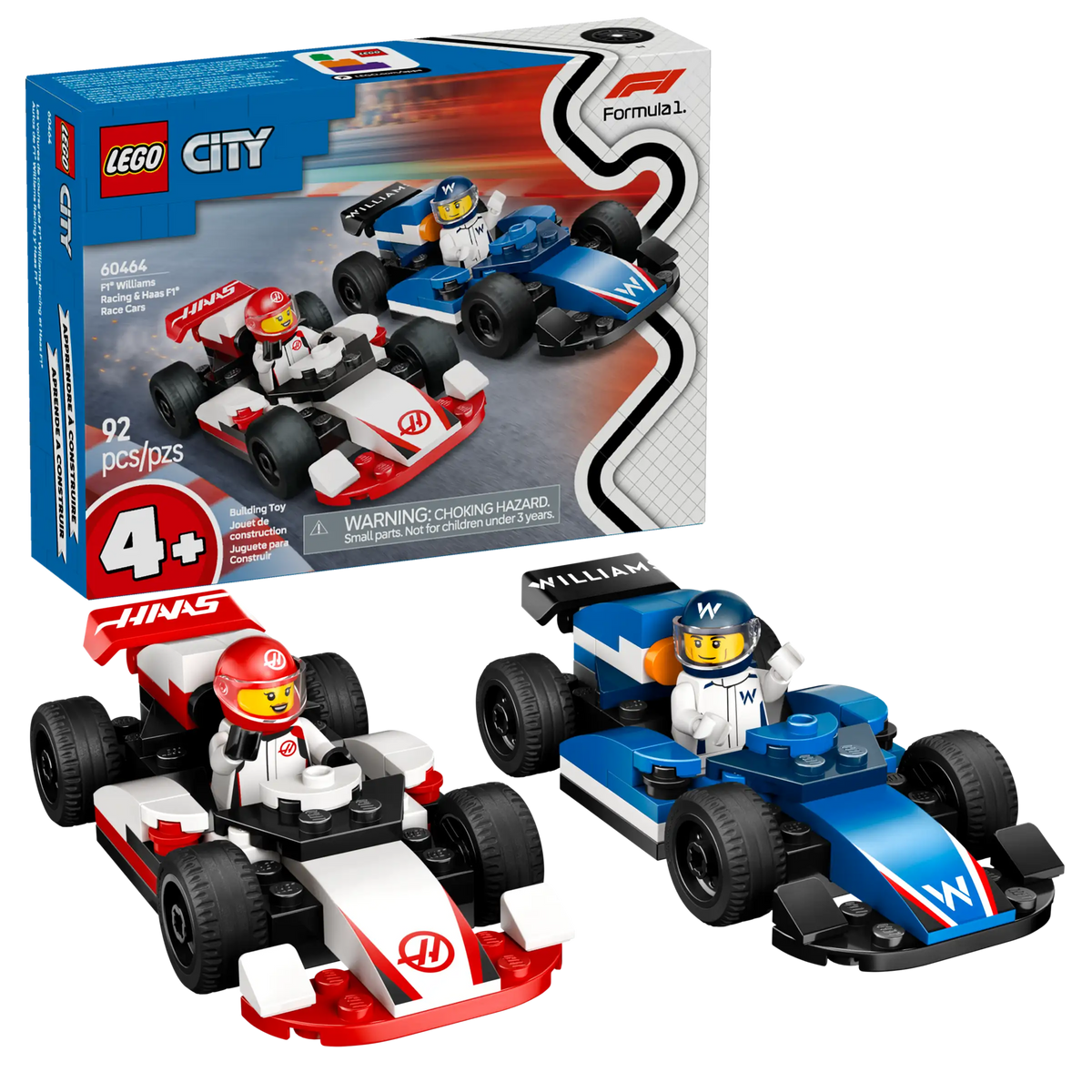 LEGO City 60464 F1®-kilpa-autot Williams Racing ja Haas F1®