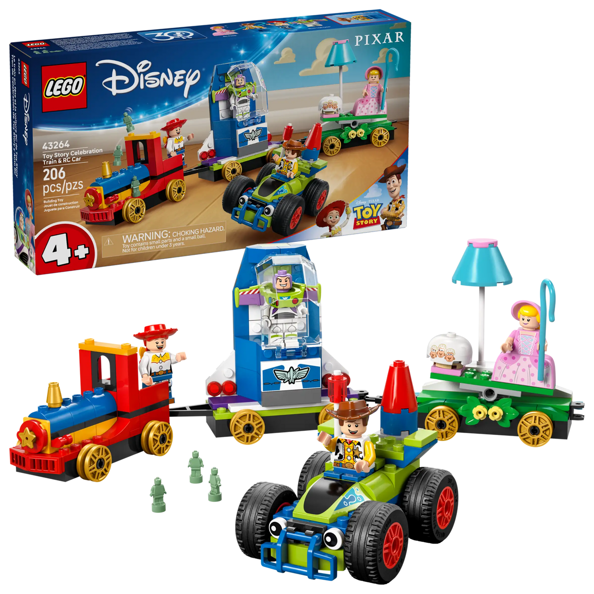LEGO Disney 43264 Toy Story -juhlavuoden Juna ja Radio-ohjattava Auto