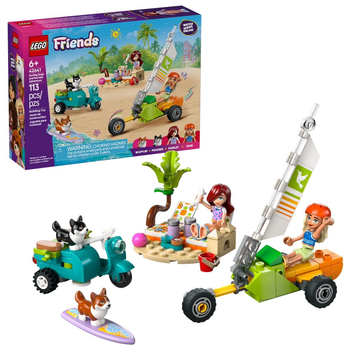 LEGO Friends 42641 Surffikoirat ja Skootteriseikkailu