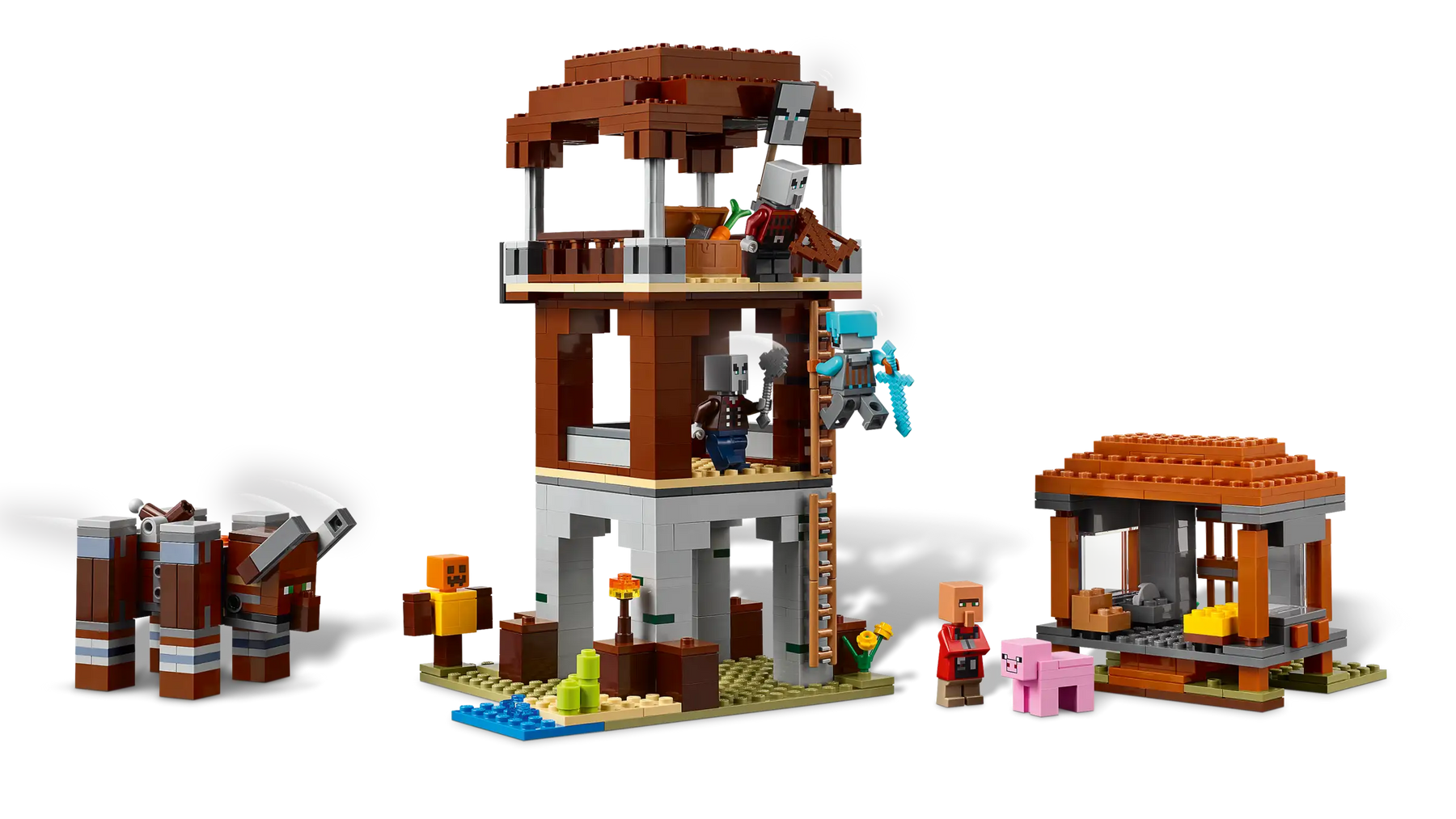 LEGO Minecraft 21278 Ryöstelijöiden Etuvartioasema ja Tuhokylvyri