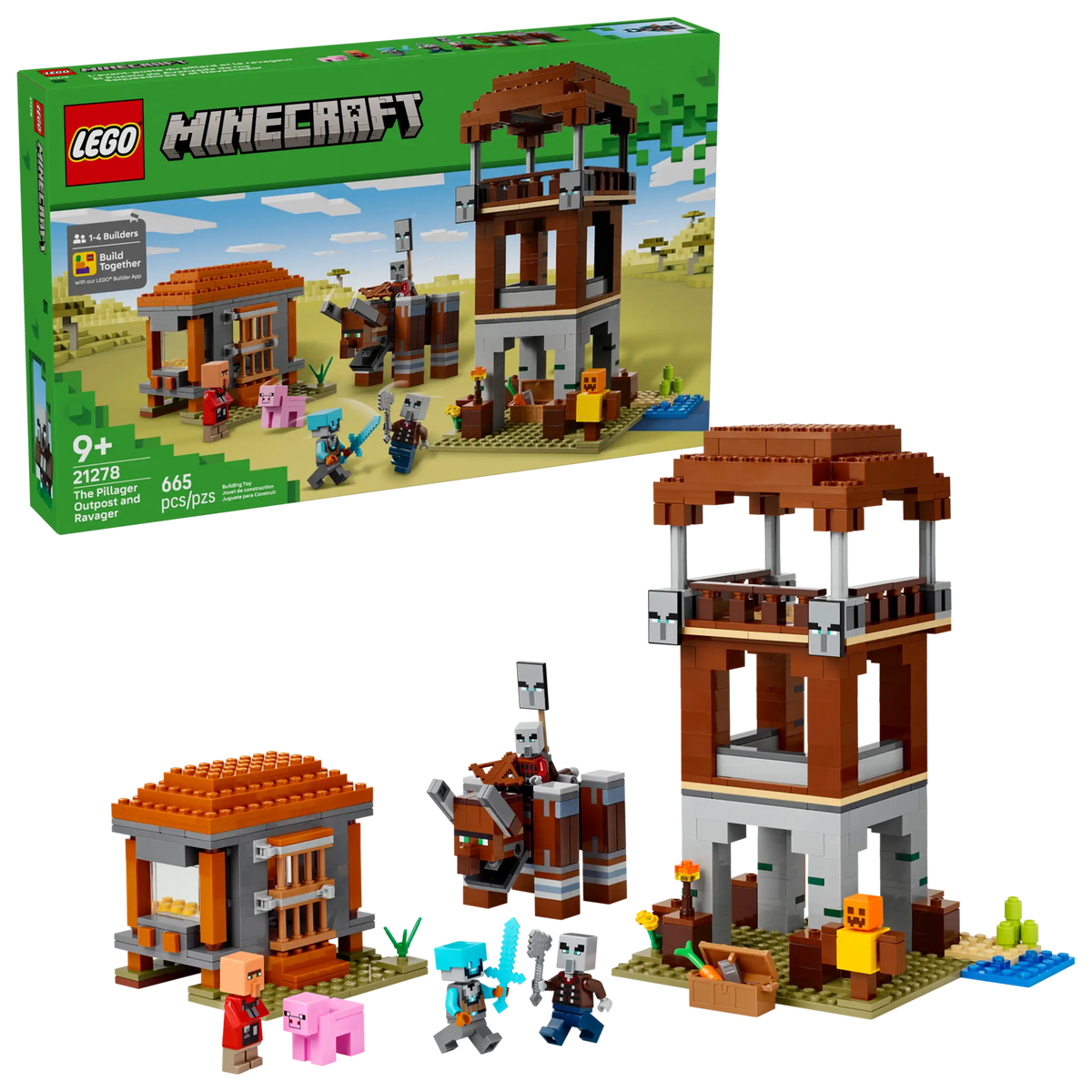 LEGO Minecraft 21278 Ryöstelijöiden Etuvartioasema ja Tuhokylvyri