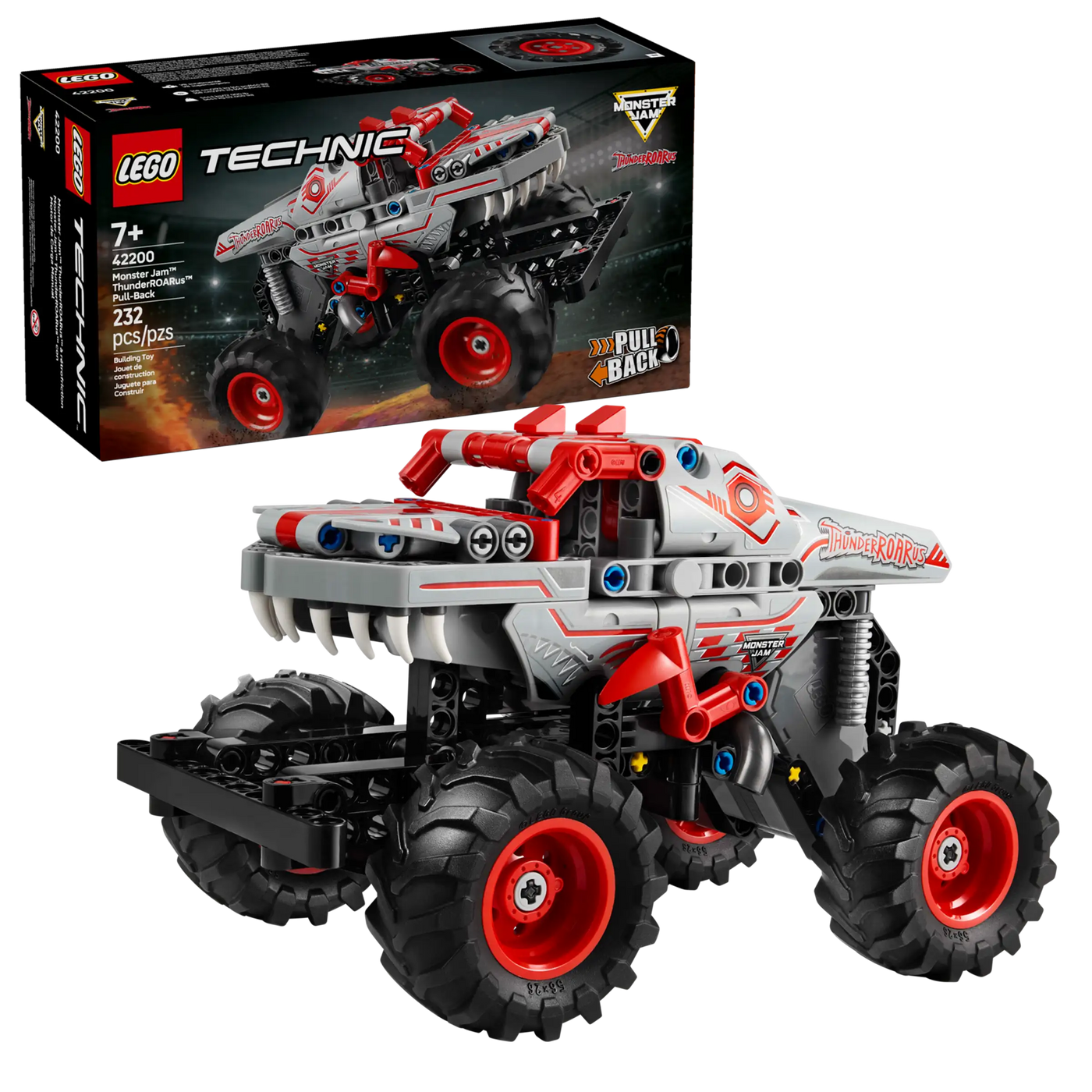 LEGO Technic 42200 Monster Jam ThunderROAR Vetomoottoriauto/Pull Back Auto
