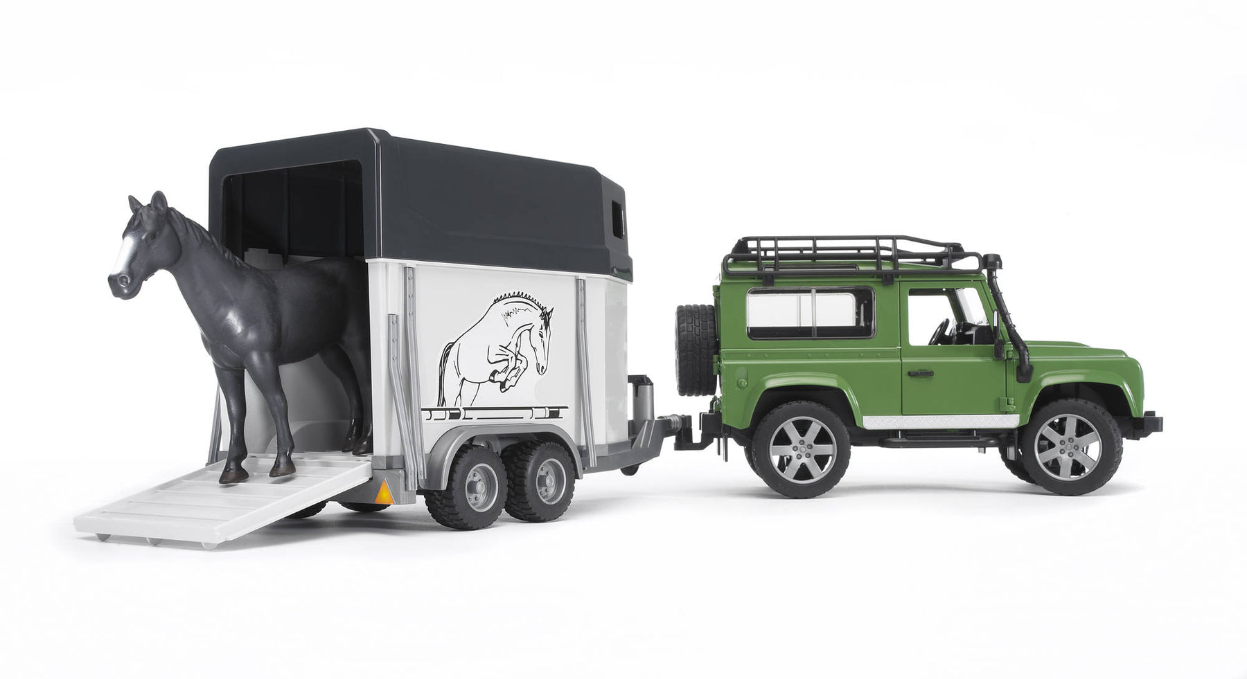 Bruder Land Rover Defender + hevostraileri