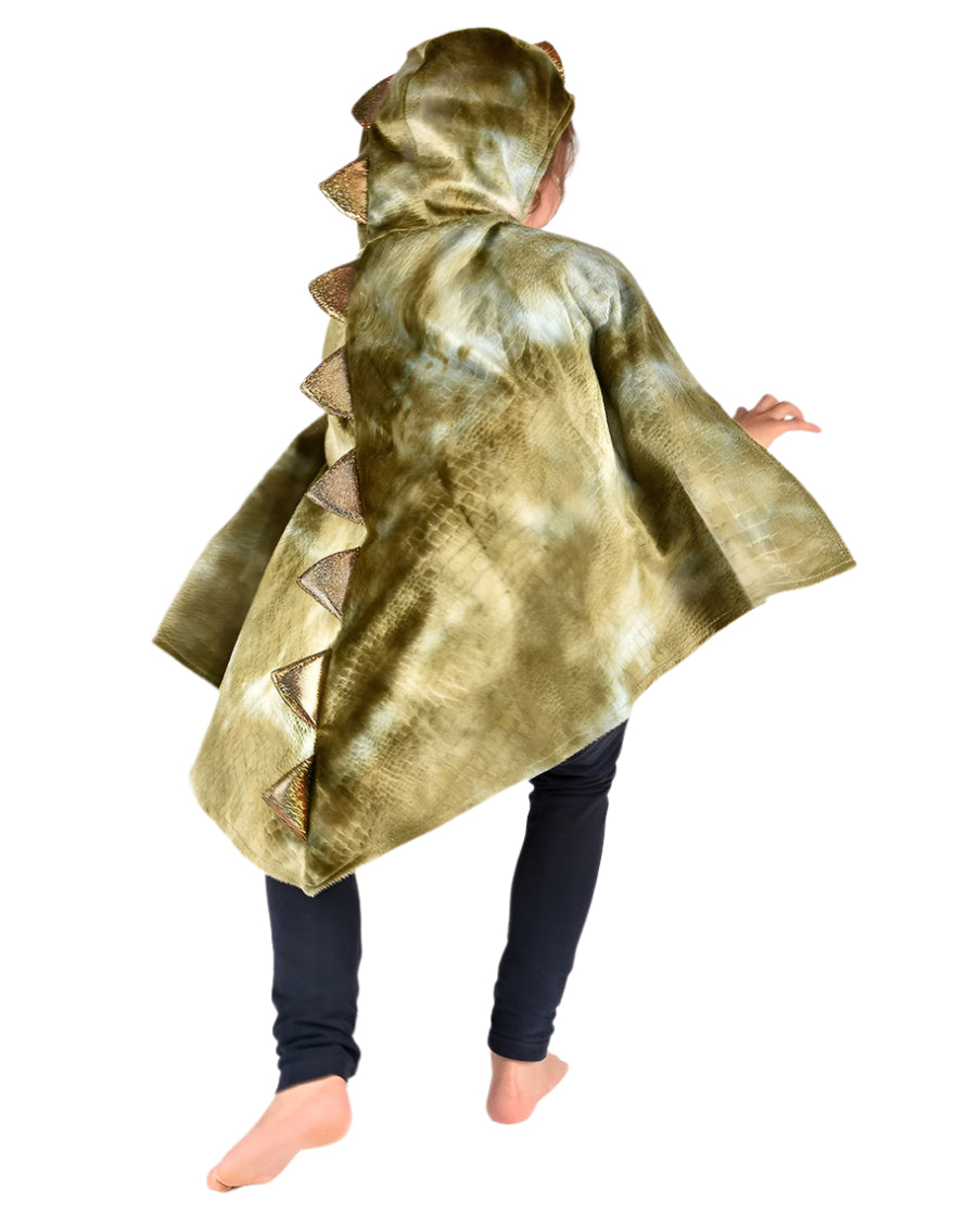 Lasten Lohikäärmeviitta/Dinosaurusviitta Kultaisilla Suomuilla 98-128 cm (3-8v)