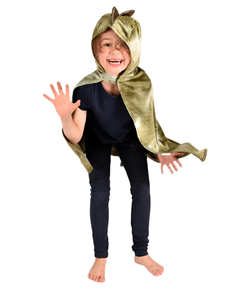 Lasten Lohikäärmeviitta/Dinosaurusviitta Kultaisilla Suomuilla 98-128 cm (3-8v)