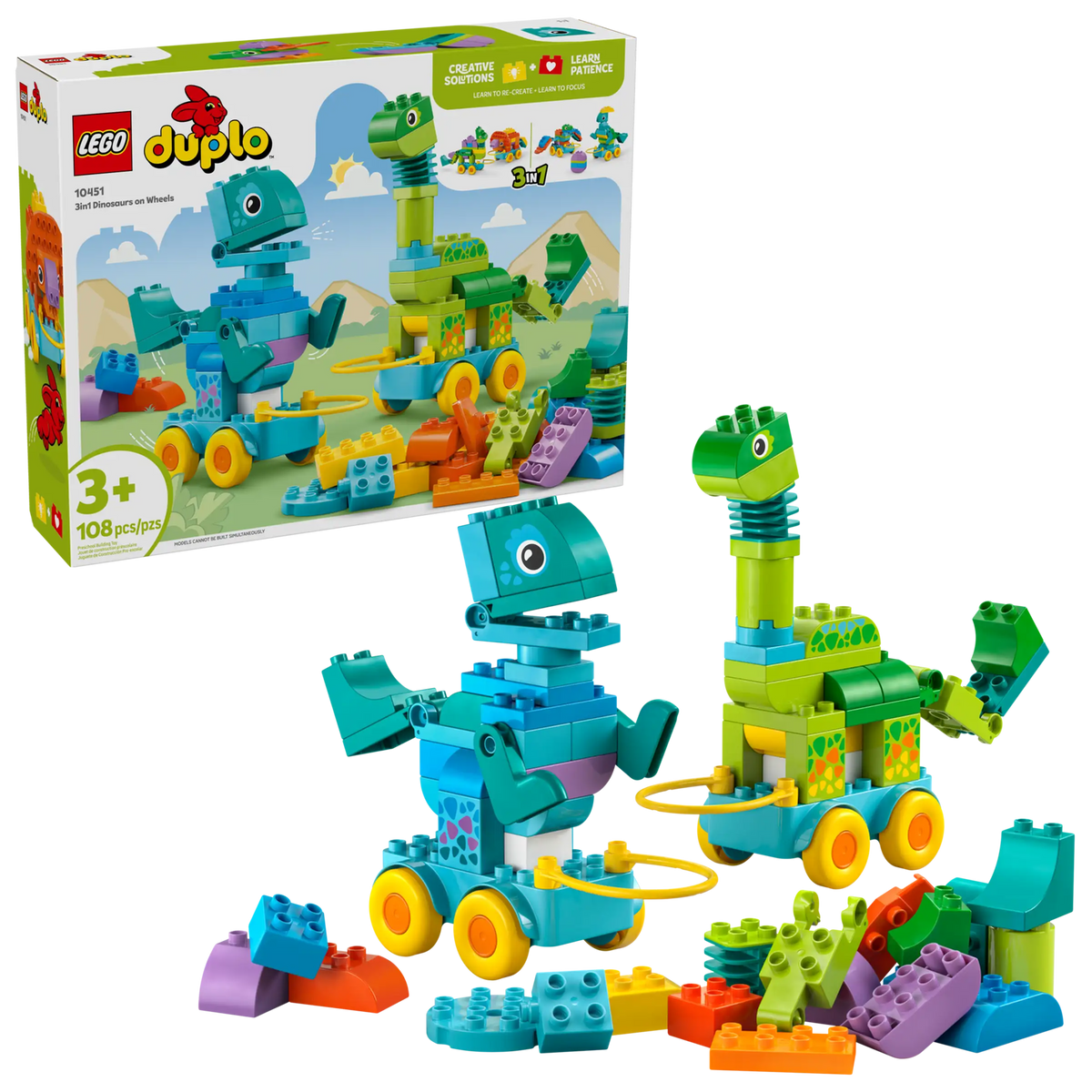Lego Duplo 10451 Dinosauruksia Pyörien Päällä – 3in1-setti