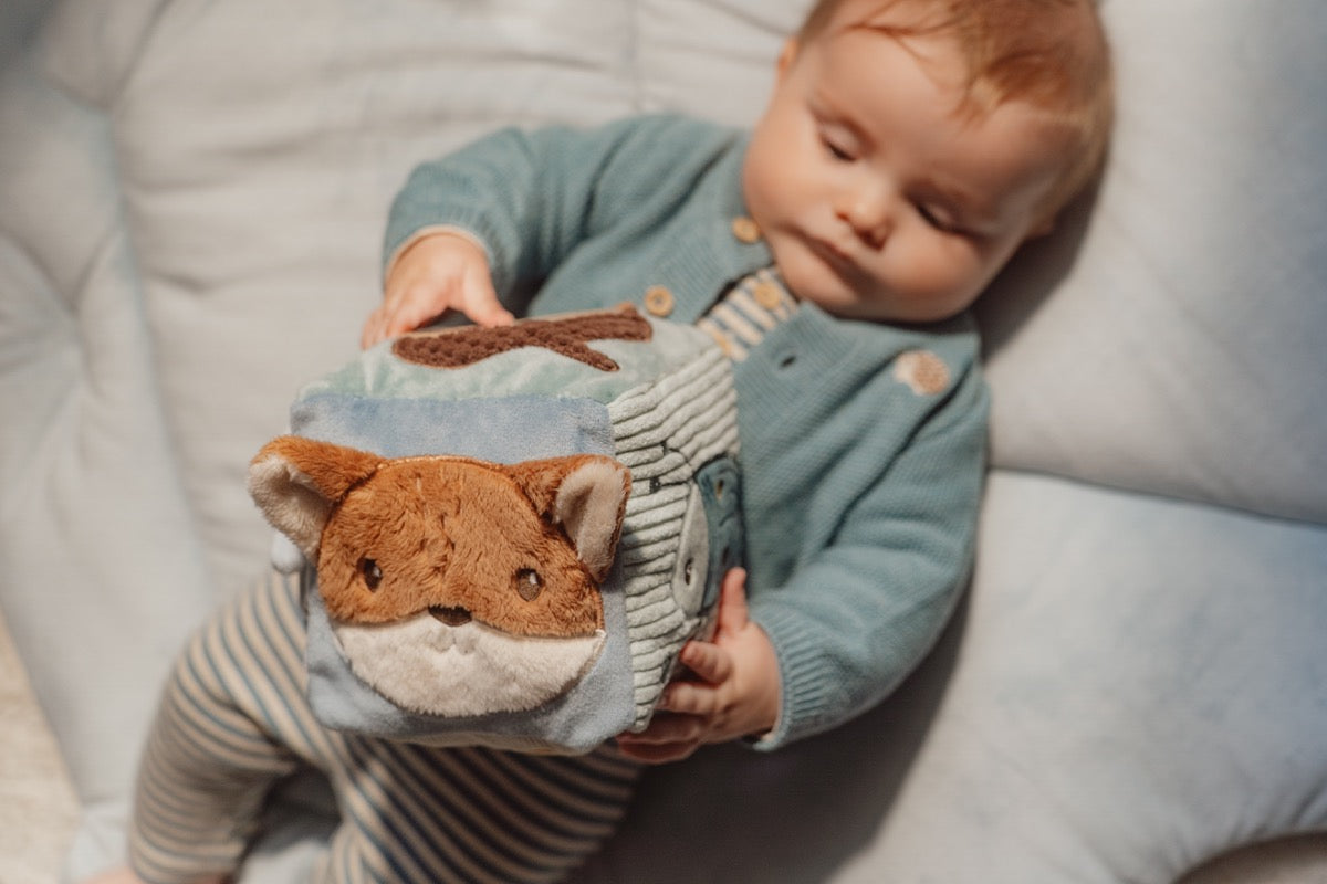 Little Dutch Forest Friends Pehmeä Puuhakuutio Vaaleansininen