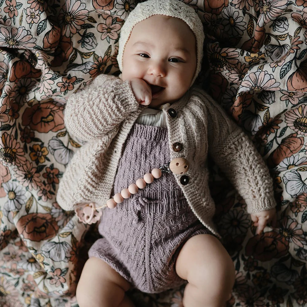 Mushie Tuttinauha Silikonihelmillä Halo Blush