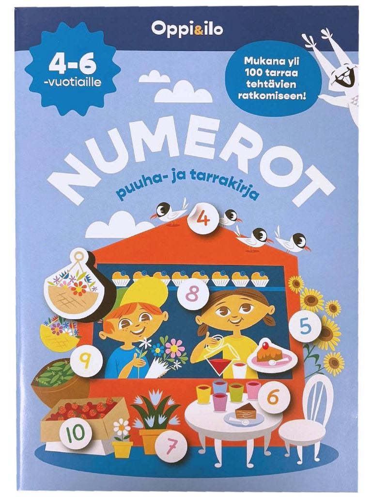 Oppi ja Ilo Numerot Puuha ja Tarrakirja 4-6v