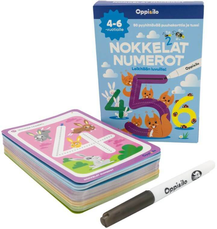 Oppi ja Ilo Nokkelat Numerot puuhakortit
