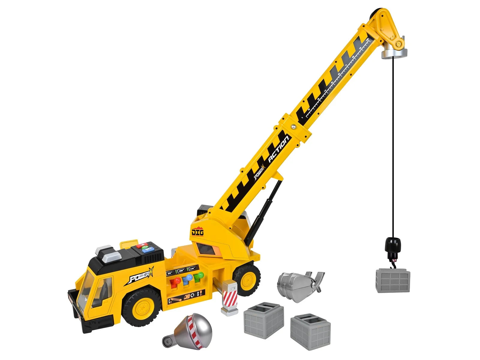 POWER X Lift'N'Move Elektroninen Nosturiauto Valoilla ja Äänillä 48 cm