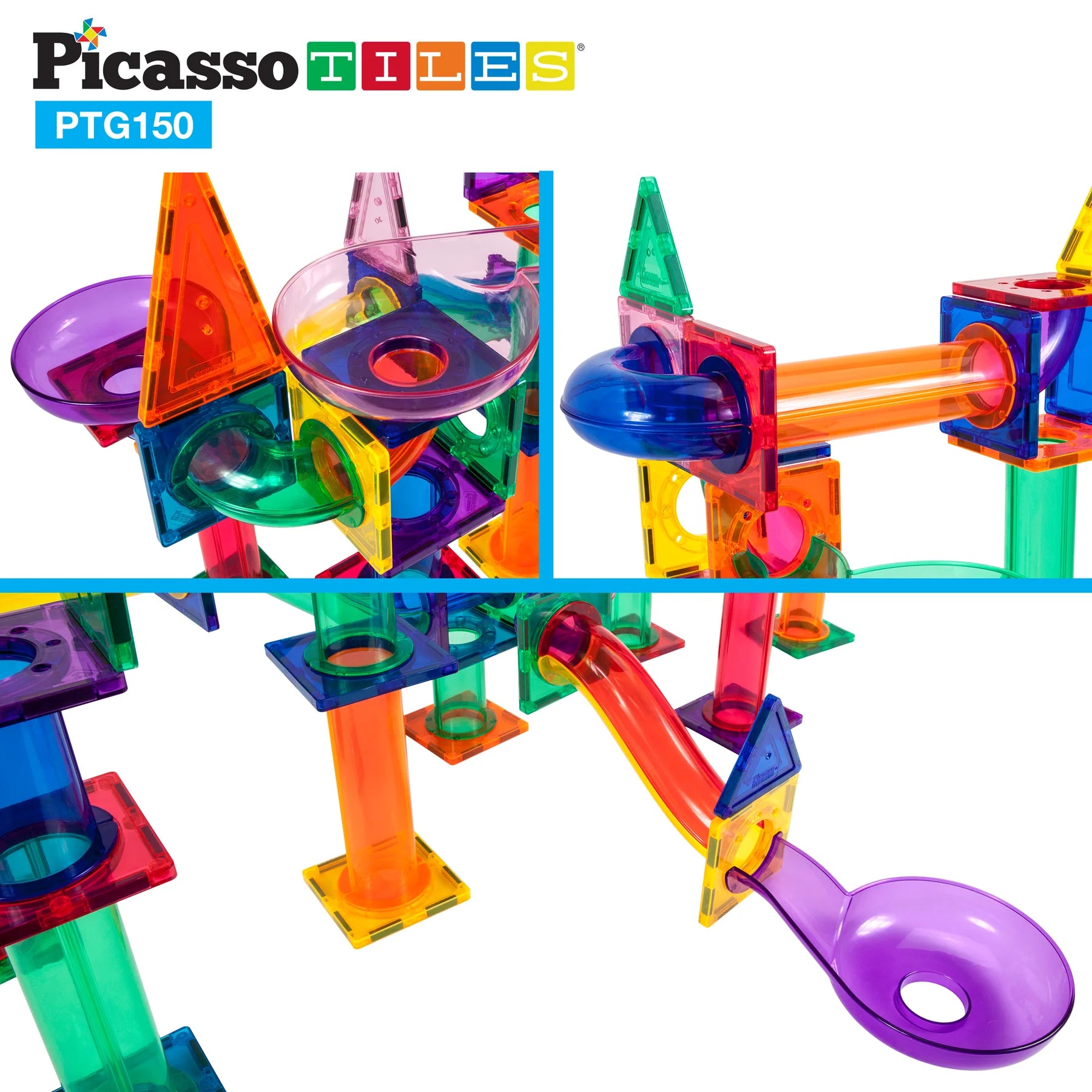 PicassoTiles Magneettinen 3D Rakennussarja Kuularatasetti 150 Osaa