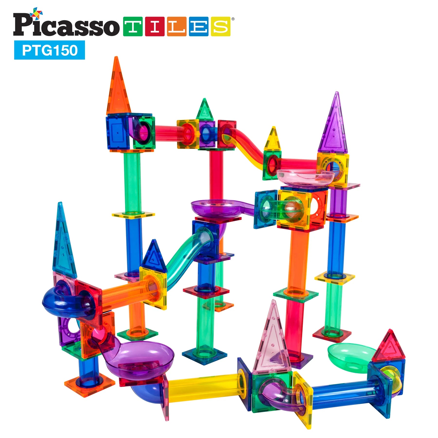 PicassoTiles Magneettinen 3D Rakennussarja Kuularatasetti 150 Osaa